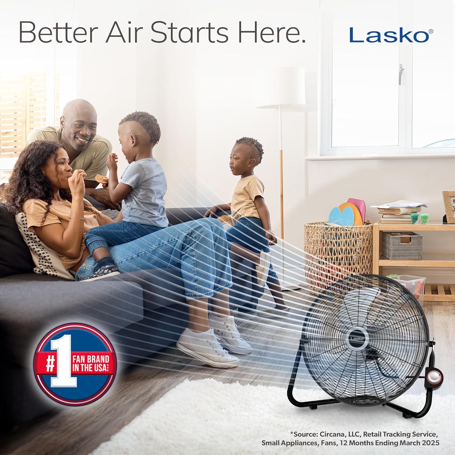 image:imageLasko 20 Silver High Velocity Wall Mount Fan with Pivoting Head 3 Speeds Ideal Wall Mount Fan or Floor Fan for Home Garage Attic 2265QMBlack Silver