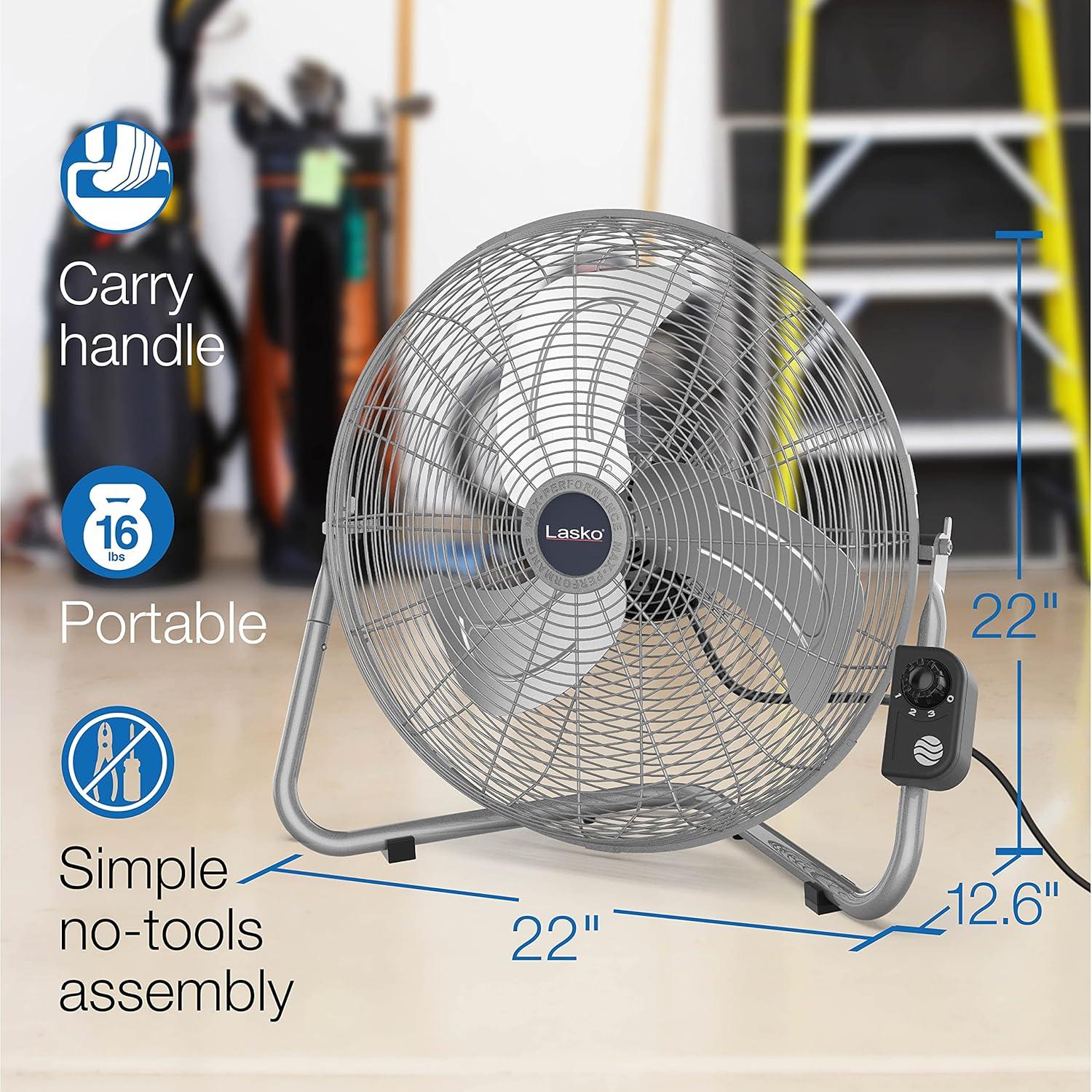 image:imageLasko 20 Silver High Velocity Wall Mount Fan with Pivoting Head 3 Speeds Ideal Wall Mount Fan or Floor Fan for Home Garage Attic 2265QMSilver 2265qm