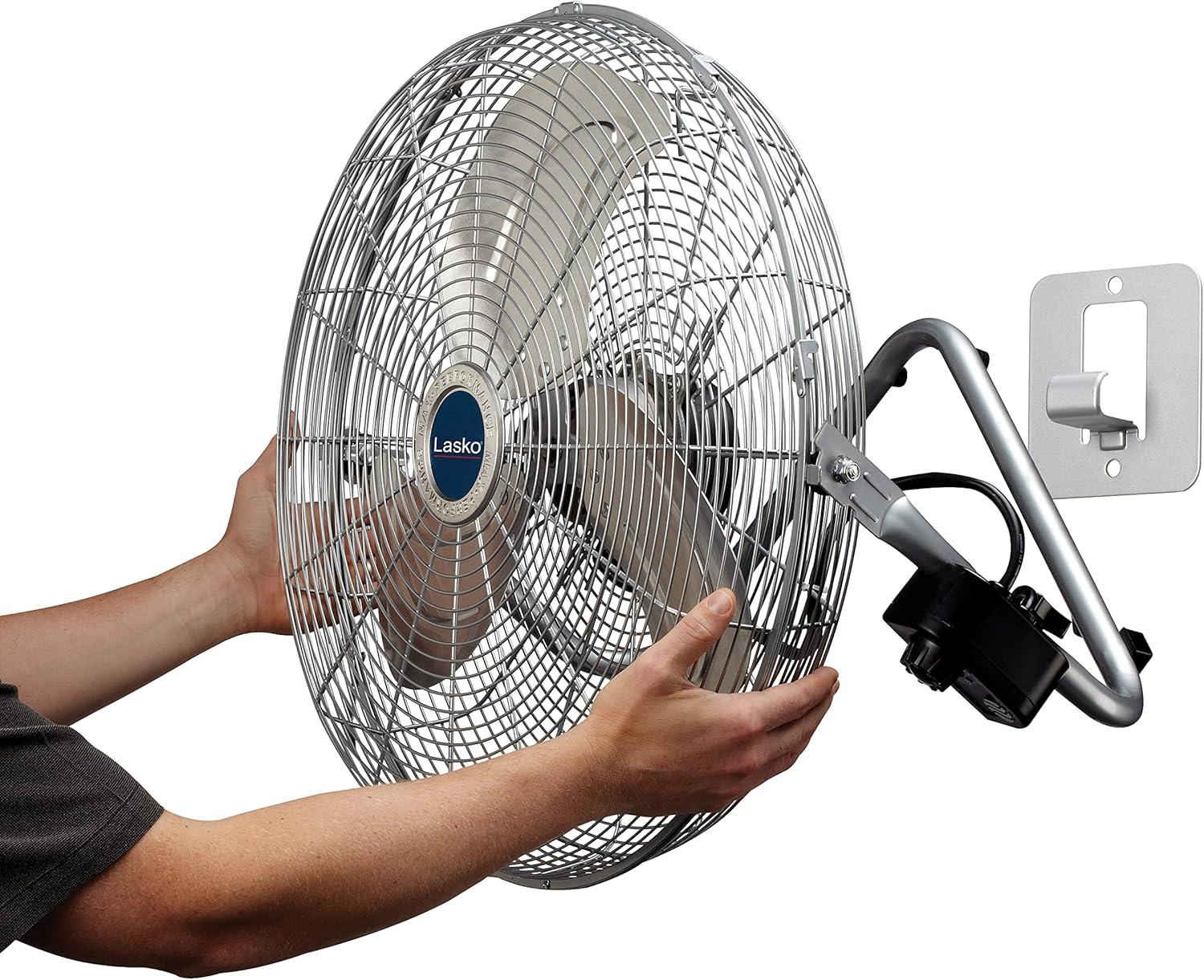 image:imageLasko 20 Silver High Velocity Wall Mount Fan with Pivoting Head 3 Speeds Ideal Wall Mount Fan or Floor Fan for Home Garage Attic 2265QMSilver 2265qm