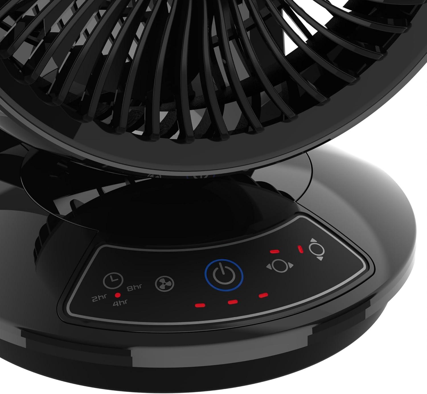 image:imageLasko Air Circulator Fan Whirlwind Orbital Motion Table Fan 3 Speeds Timer Dark Mode Remote Control Small Room Fan Black A12558