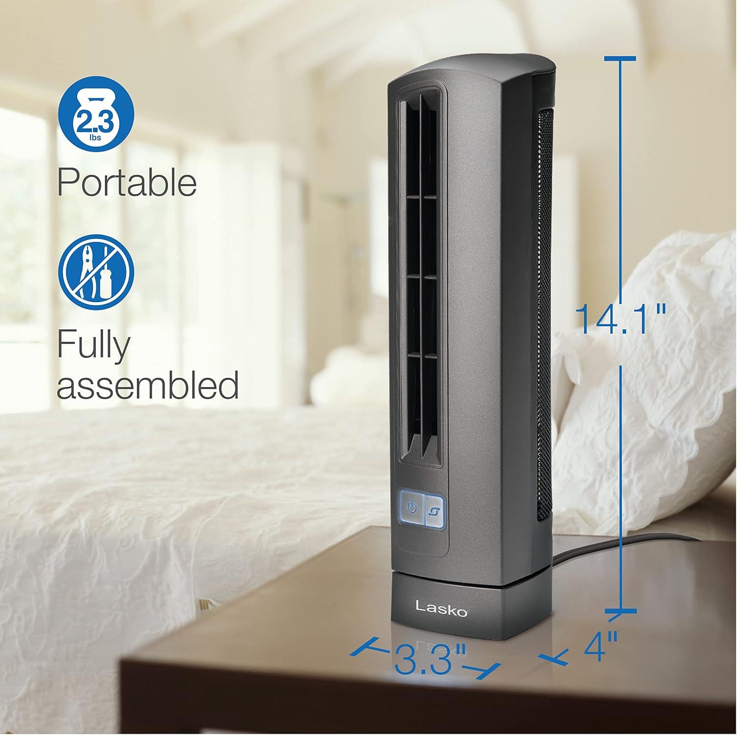 image:imageLasko Air Stik UltaSlim Oscillating Desktop Fan 2 Speeds for Bedroom Living Room Office 14 Gray 4000