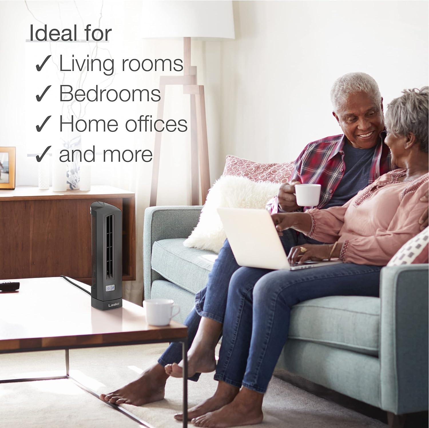 image:imageLasko Air Stik UltaSlim Oscillating Desktop Fan 2 Speeds for Bedroom Living Room Office 14 Gray 4000