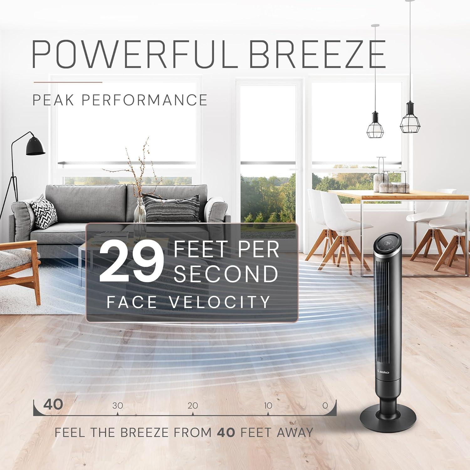 image:imageLasko Apex Tower Fans Oscillating Quiet 42 29 fts Airflow 28 dB 90 Oscillation 12H Timer Air Filter for Hair amp Dust Remote Black Floor Fans for Home Bedroom RST200