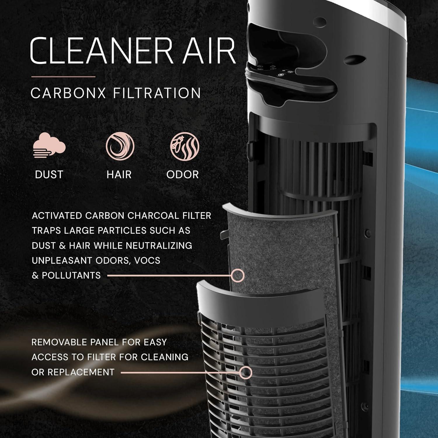 image:imageLasko Apex Tower Fans Oscillating Quiet 42 29 fts Airflow 28 dB 90 Oscillation 12H Timer Air Filter for Hair amp Dust Remote Black Floor Fans for Home Bedroom RST200
