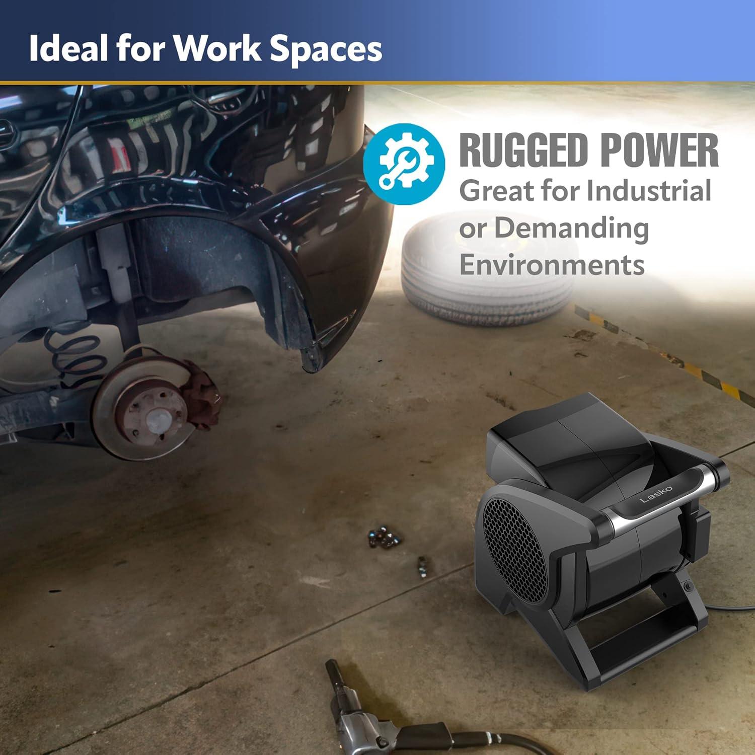 image:imageLasko High Velocity Fan 15 375 CFM Professional Utility Pivoting Blower Fan with 3 Speeds 2 Accessory Outlets 120V Black Model U15617Modern
