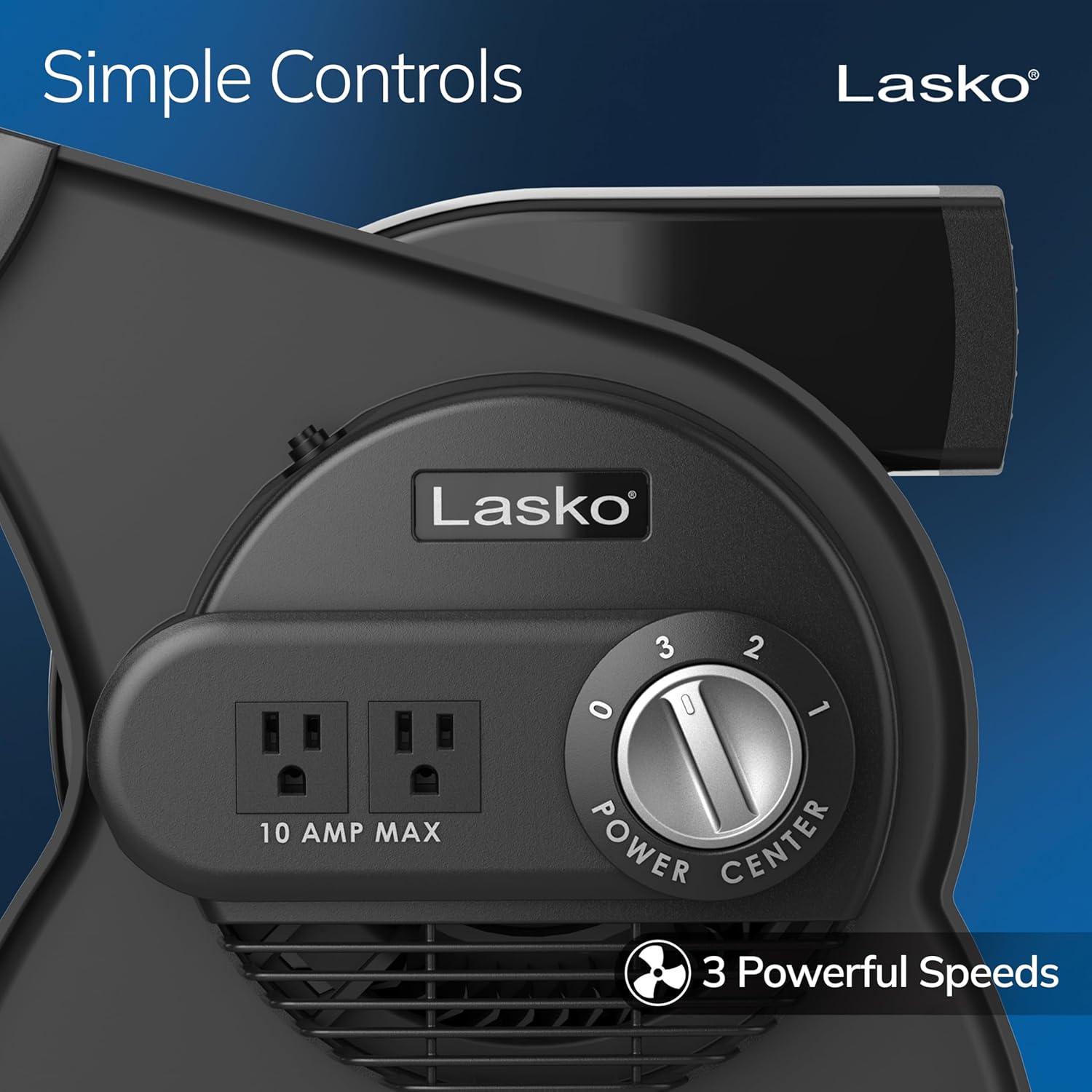 image:imageLasko High Velocity Fan 15 375 CFM Professional Utility Pivoting Blower Fan with 3 Speeds 2 Accessory Outlets 120V Black Model U15617Modern