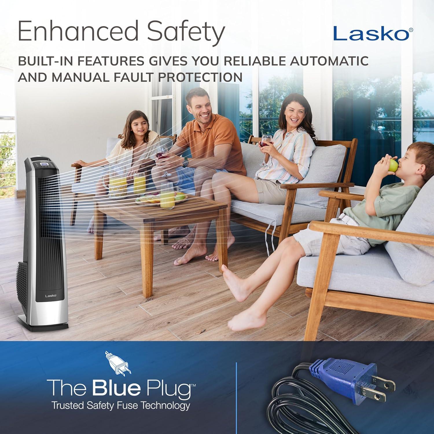image:imageLasko High Velocity Oscillating Tower Fan for Bedroom Garage Basement and Gym with Remote Control Timer 3 Powerful Speeds 35 SilverBlack U35115Fan