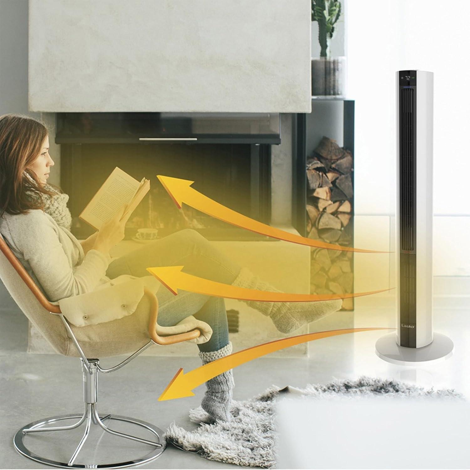 image:imageLasko LKOFH500 4Speed Quiet Bladeless Multi Function Remote Control All Season Control Tower Fan amp Space Heater w 3 Heat Settings White 2 Pack