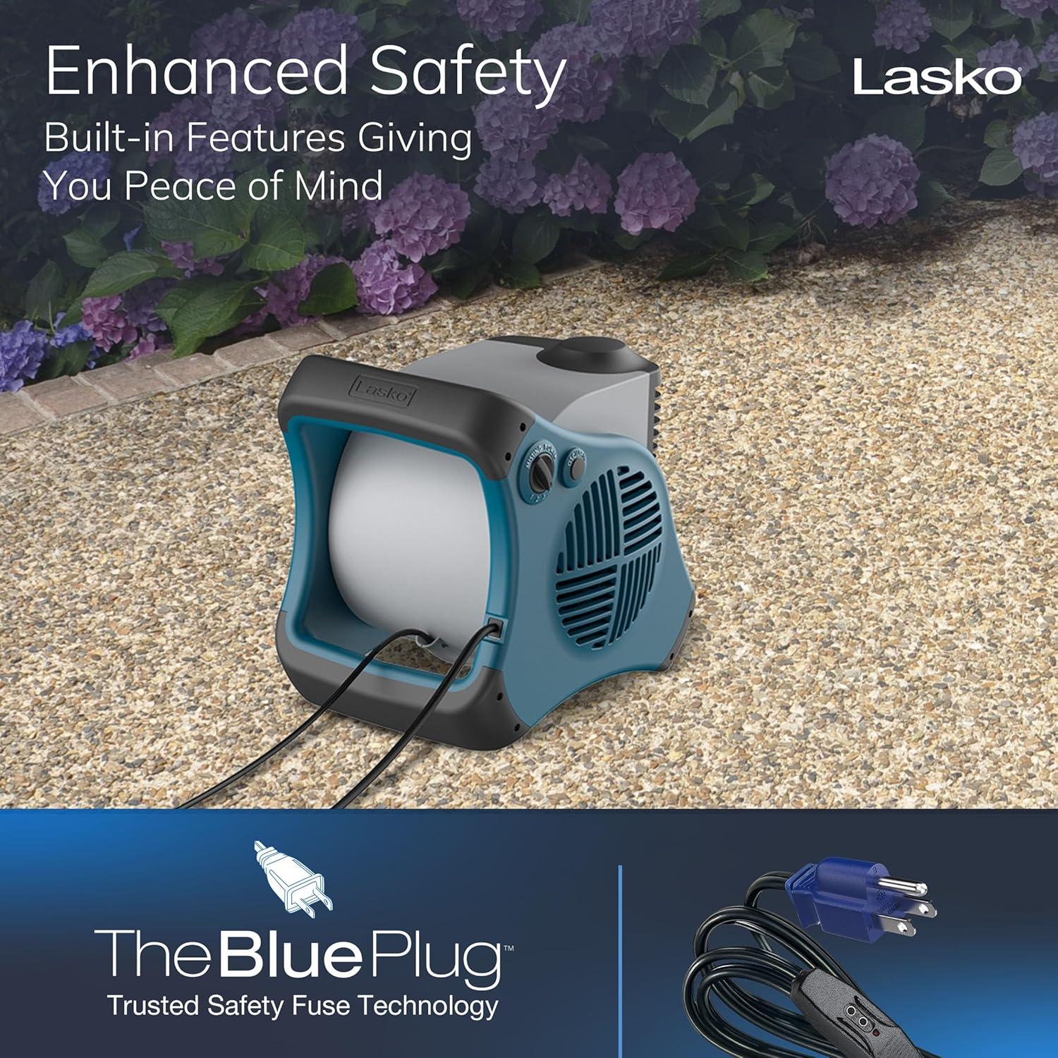 image:imageLasko Misto Outdoor Misting Blower Fan Ideal for Sports Camping Decks amp Patios 3 Speeds 15 Blue 7054