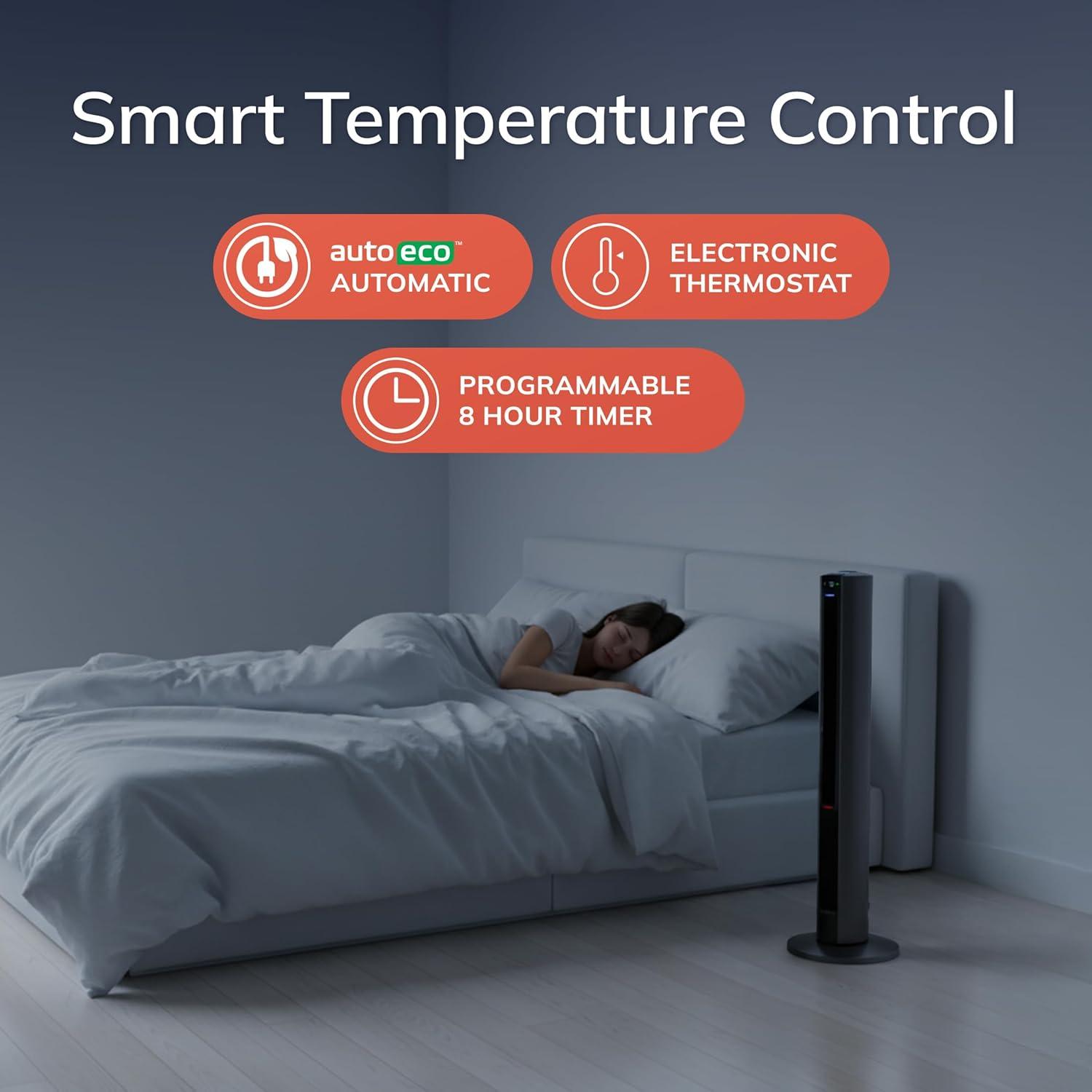 image:imageLasko Oscillating All Season Tower Fan and Space Heater in One for Home with Adjustable Thermostat Overheat Protection 4 Fan Speeds 3 Heat Settings and Remote 42 Inches 1500W White FH500Gray
