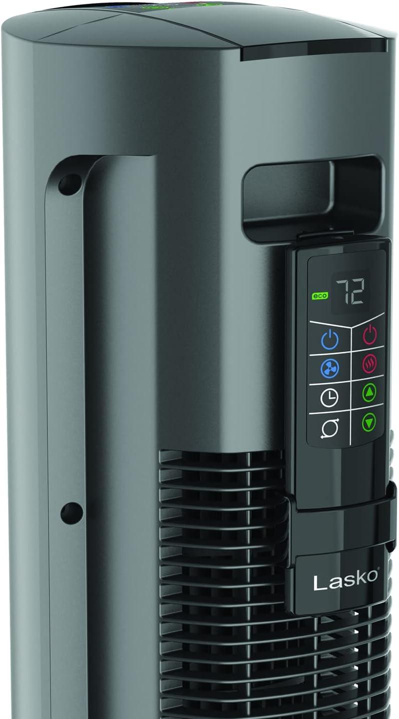 image:imageLasko Oscillating All Season Tower Fan and Space Heater in One for Home with Adjustable Thermostat Overheat Protection 4 Fan Speeds 3 Heat Settings and Remote 42 Inches 1500W White FH500Gray