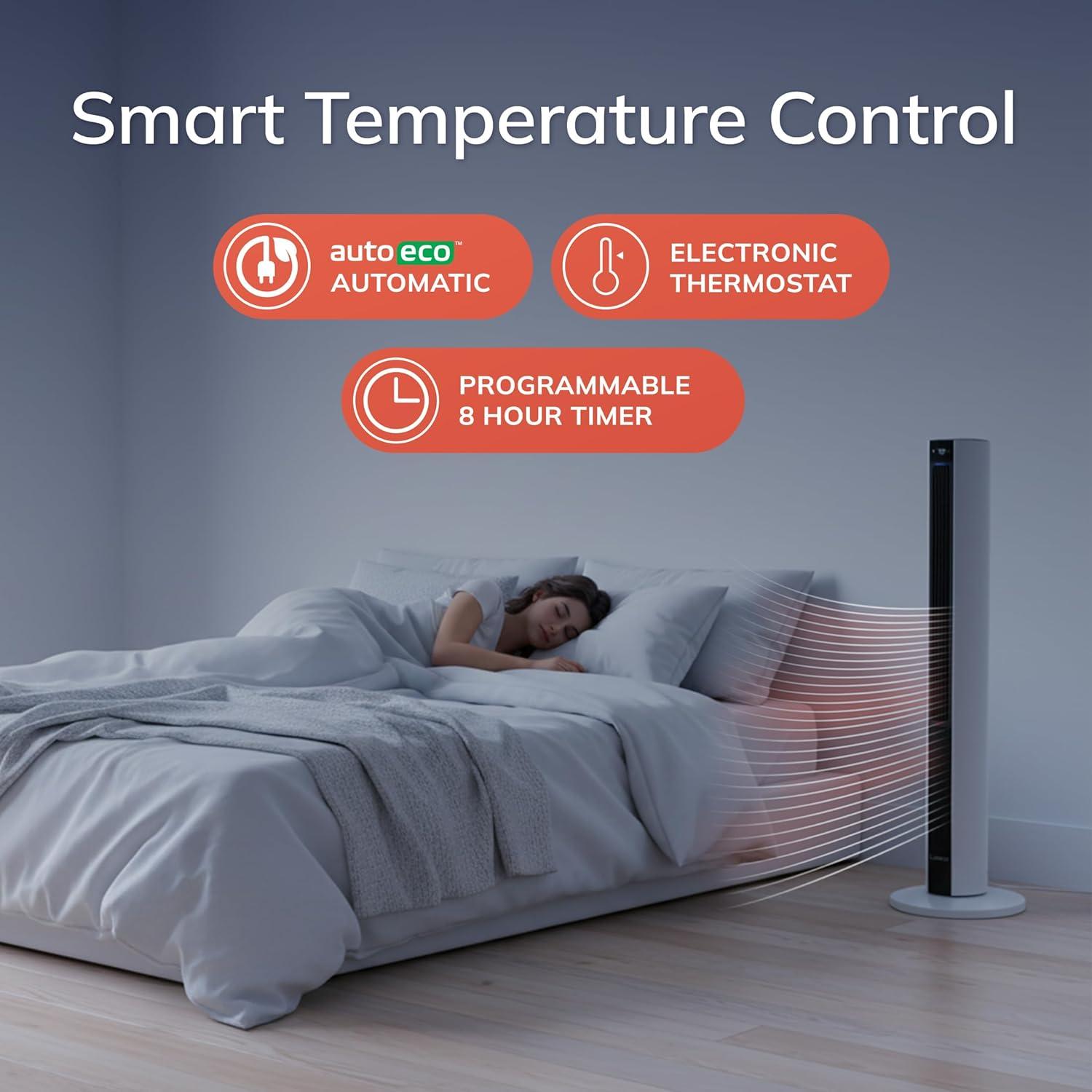 image:imageLasko Oscillating All Season Tower Fan and Space Heater in One for Home with Adjustable Thermostat Overheat Protection 4 Fan Speeds 3 Heat Settings and Remote 42 Inches 1500W White FH500Black White