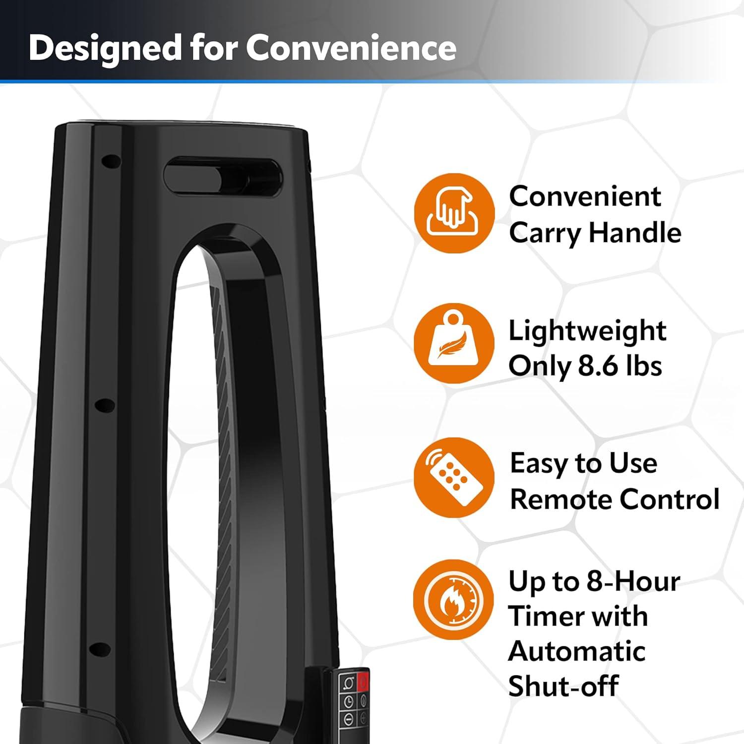 image:imageLasko Oscillating Bladeless Ceramic Tower Space Heater for Home with Enhanced Safety Adjustable Thermostat Timer and Remote Control 3805 x 919 x 70 Black 1500W CW210
