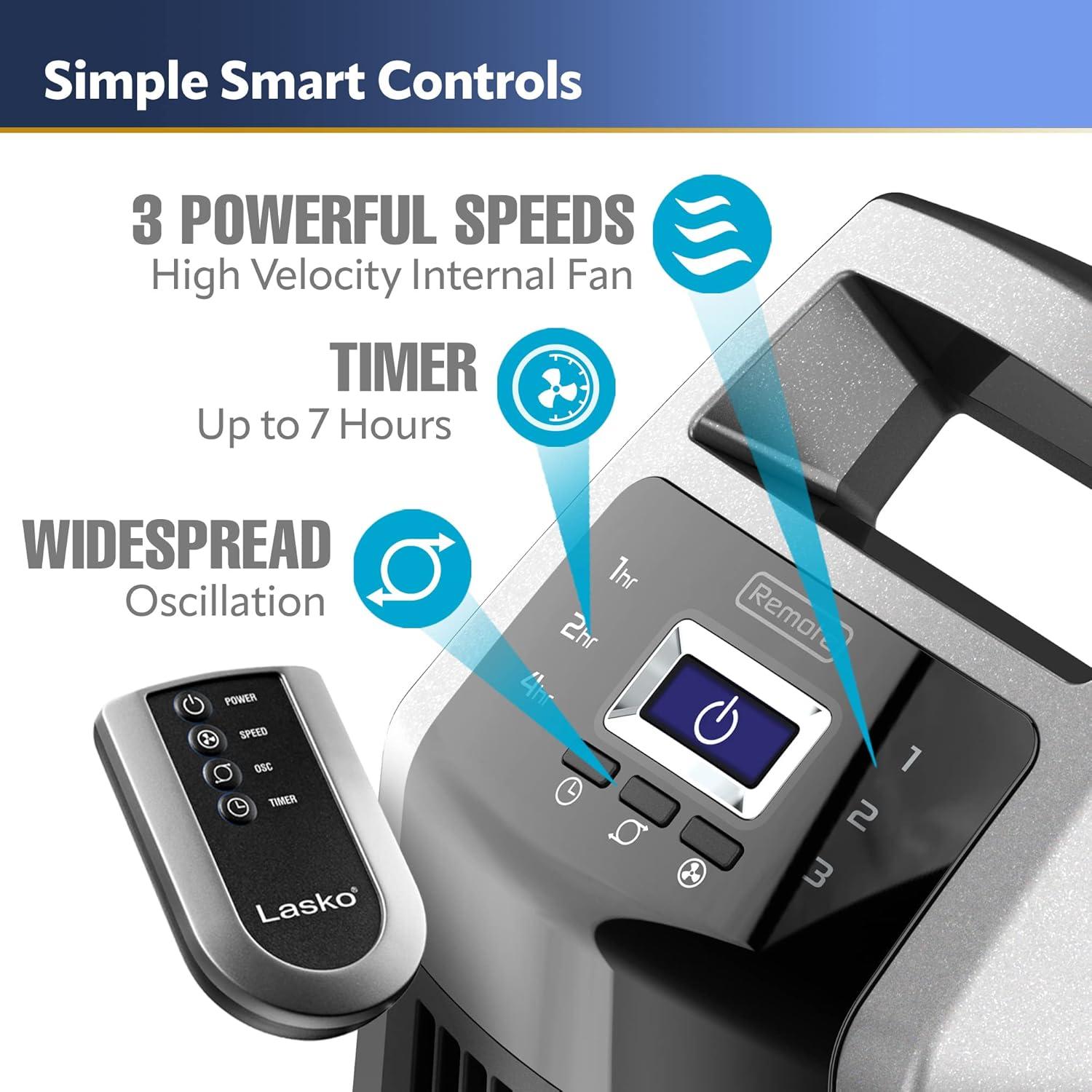 image:imageLasko Oscillating High Velocity Tower Fan Remote Control Timer 3 Powerful Speeds amp High Velocity Floor Fan with Wall mount Option 3 Powerful Speeds Pivoting Fan Head 2264QM