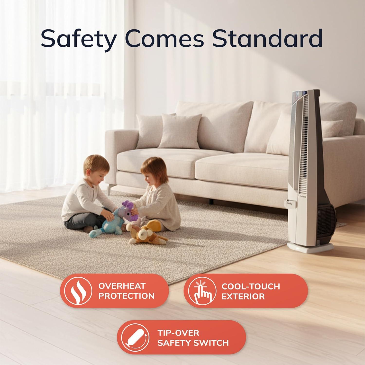 image:imageLasko Oscillating Hybrid Fan and Space Heater for Home All Season High Velocity Hybrid with TipOver Switch Remote Control Timer and Thermostat 375 Inches White 1500W FHV820Heater