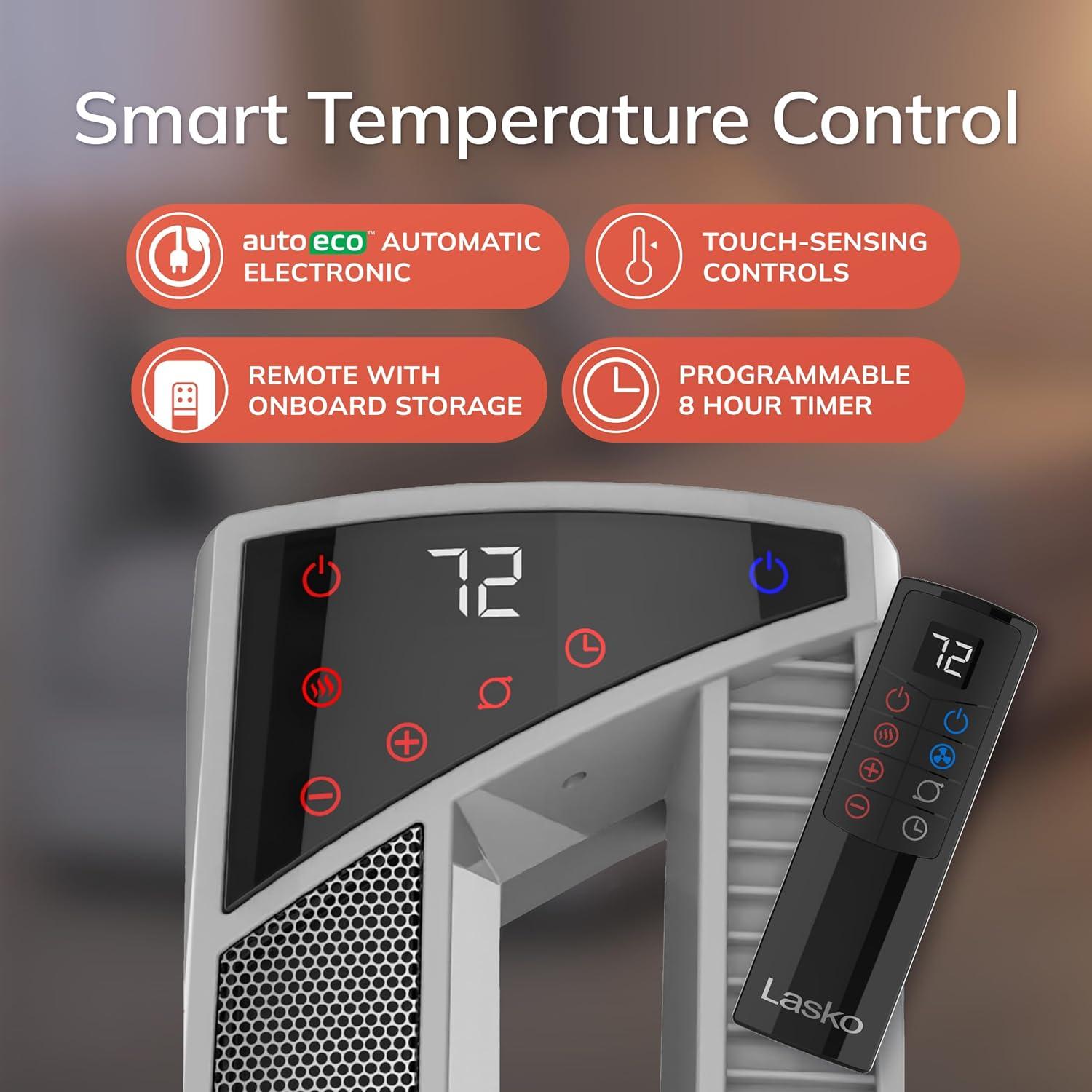 image:imageLasko Oscillating Hybrid Fan and Space Heater for Home All Season High Velocity Hybrid with TipOver Switch Remote Control Timer and Thermostat 375 Inches White 1500W FHV820Heater