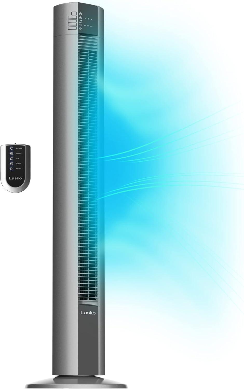 image:imageLasko Oscillating Tower Fan Space Heater Combo with Remote 48 Tower Fan Adjustable Thermostat Timer Night Mode 3 Heats 4 Fan Speeds