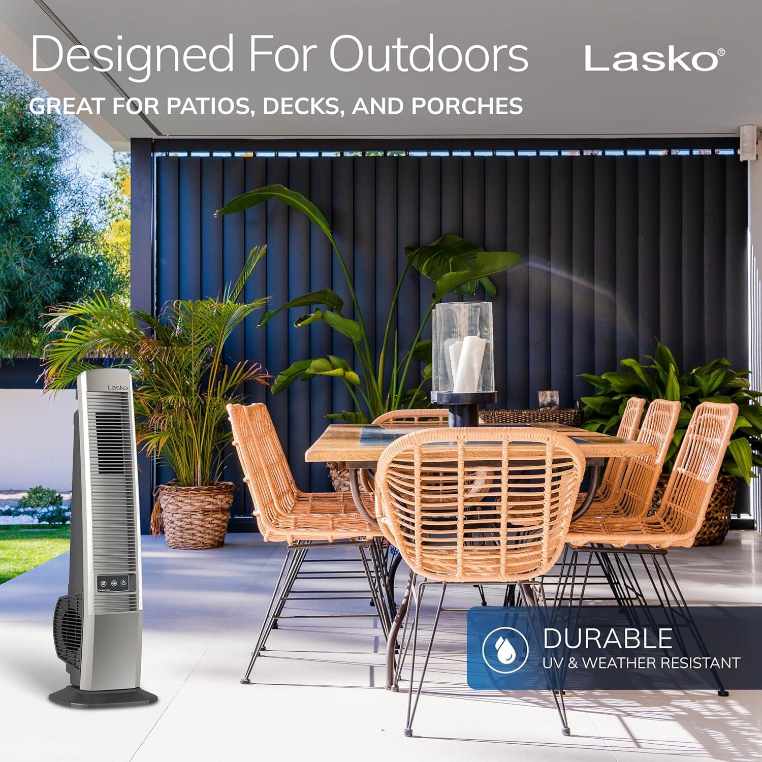 image:imageLasko Outdoor Living Oscillating Tower Fan for Decks Patios and Porches 10 Foot Power Cord 4 Refreshing Speeds 42 Beige YF202Modern