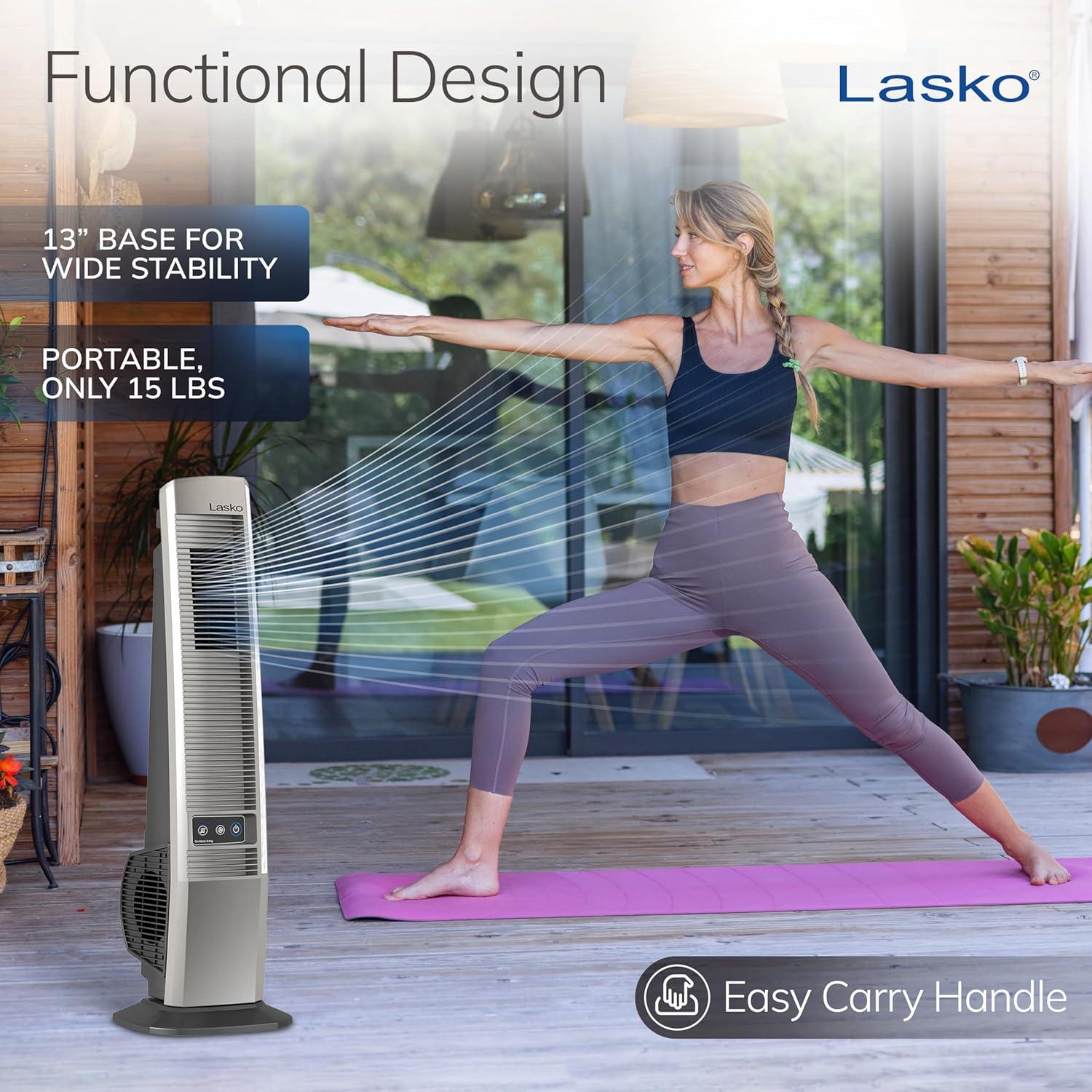 image:imageLasko Outdoor Living Oscillating Tower Fan for Decks Patios and Porches 10 Foot Power Cord 4 Refreshing Speeds 42 Beige YF202Modern