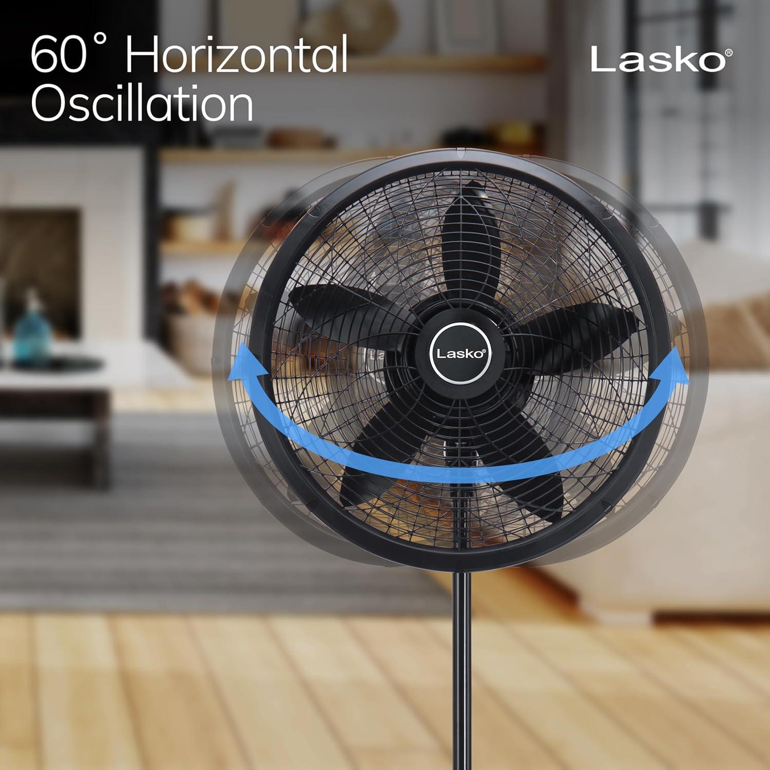 image:imageLasko Pedestal Fan Oscillating Fan for Bedroom with Adjustable Height and 3 Cooling Speeds Portable 18 Black 1827