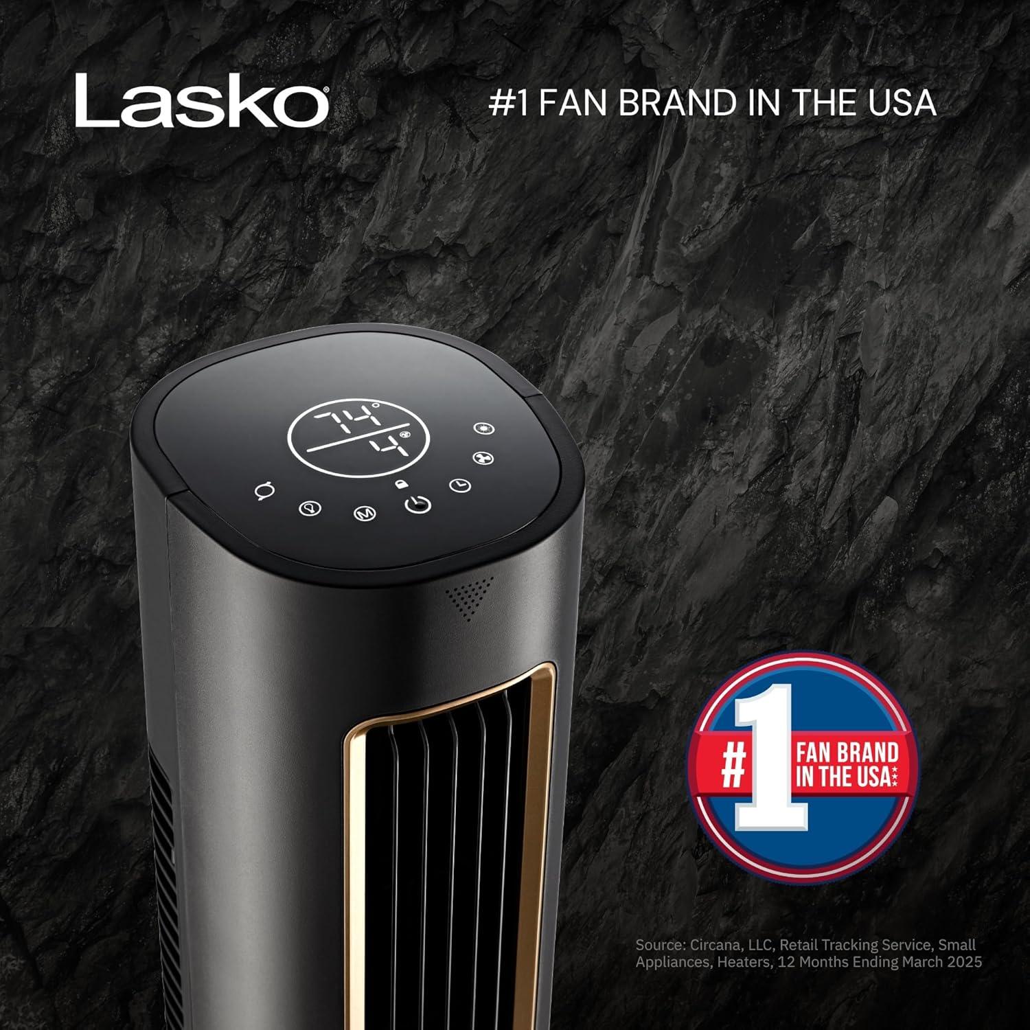 image:imageLasko Pinnacle 40 Tower Fans for Home 32 fts Airflow Quiet 24dB 90 Oscillation Standing Fan for Bedroom with 24 Hour Timer DC Motor Air Filter for Hair amp Dust Night Light Remote DST100