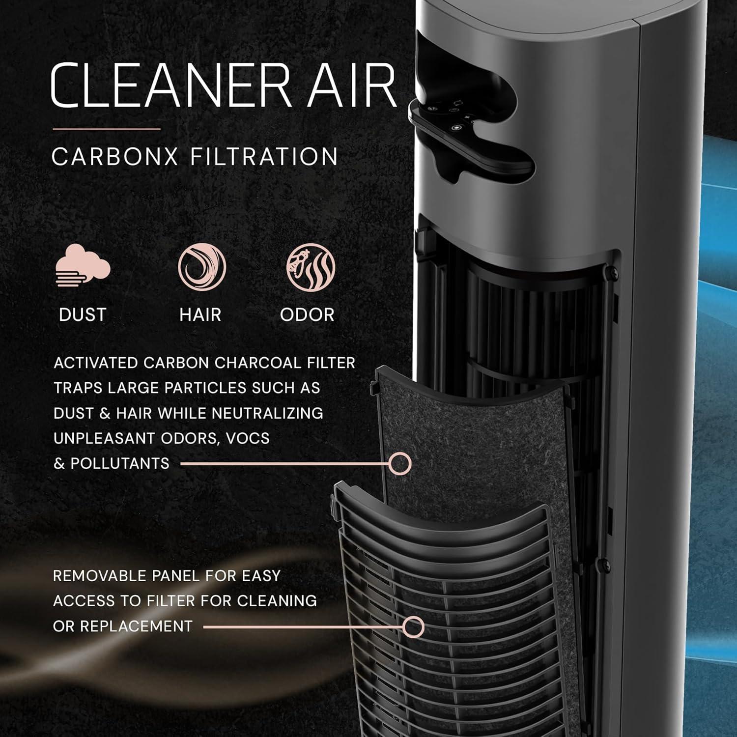 image:imageLasko Pinnacle 40 Tower Fans for Home 32 fts Airflow Quiet 24dB 90 Oscillation Standing Fan for Bedroom with 24 Hour Timer DC Motor Air Filter for Hair amp Dust Night Light Remote DST100