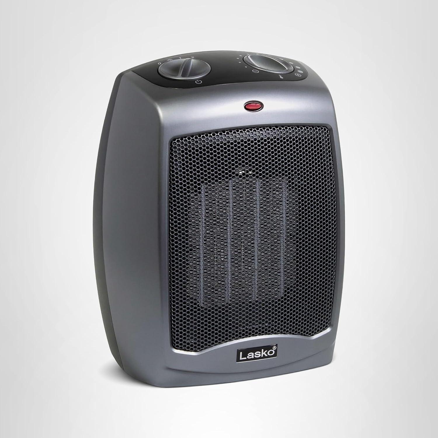image:imageLasko Portable Indoor Electric Ceramic Space Heater with TipOver Safety Switch Overheat Protection and Thermostat 2 Speeds Safe for Home 92 Inches Dark Gray 1500W 75420192 Inches With TipOver Switch