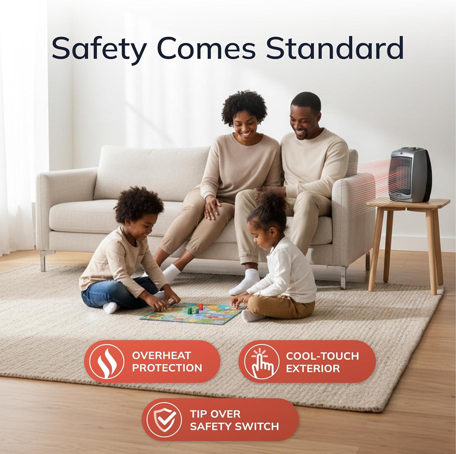 image:imageLasko Portable Indoor Electric Ceramic Space Heater with TipOver Safety Switch Overheat Protection and Thermostat 2 Speeds Safe for Home 92 Inches Dark Gray 1500W 75420192 Inches With TipOver Switch