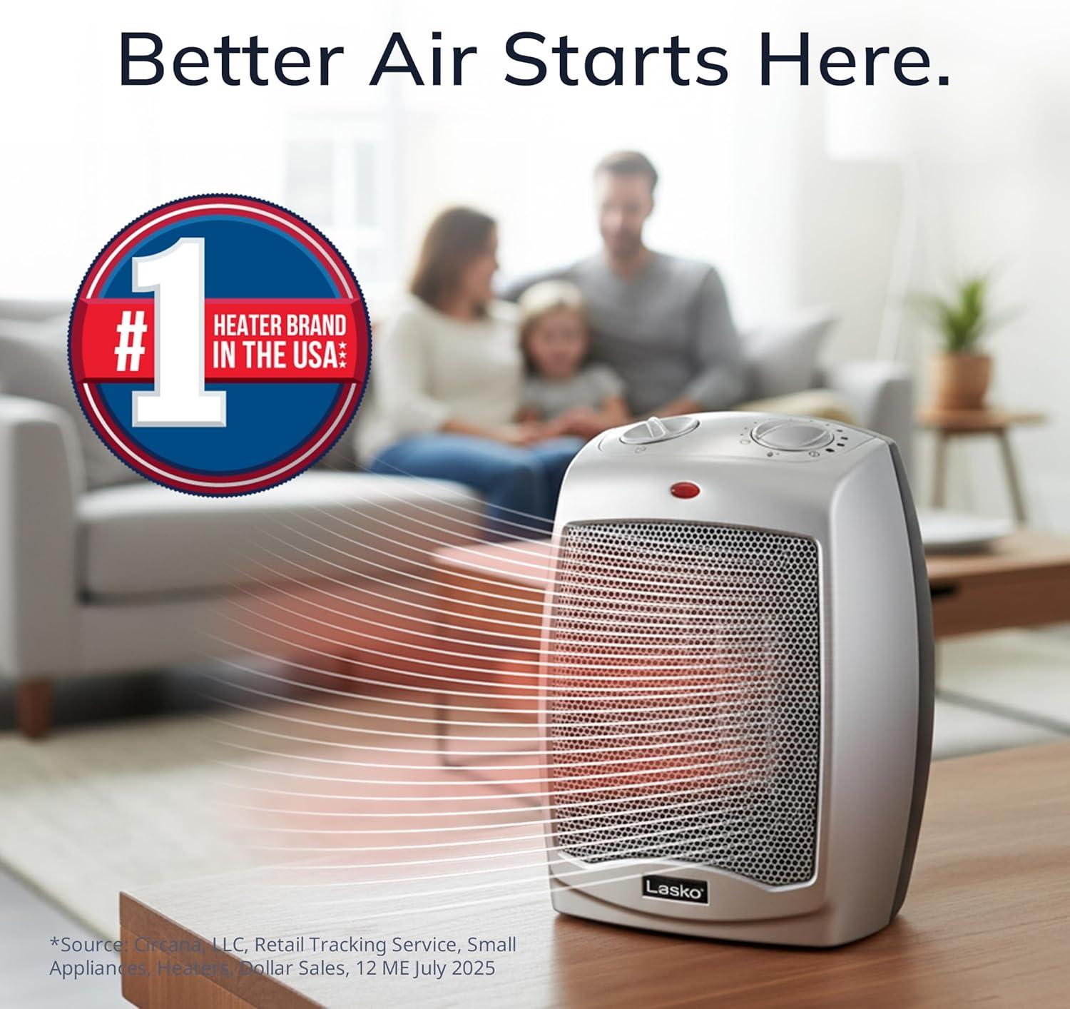 image:imageLasko Portable Indoor Electric Ceramic Space Heater with TipOver Safety Switch Overheat Protection and Thermostat 2 Speeds Safe for Home 92 Inches Dark Gray 1500W 75420192 Inches  NonOscillating