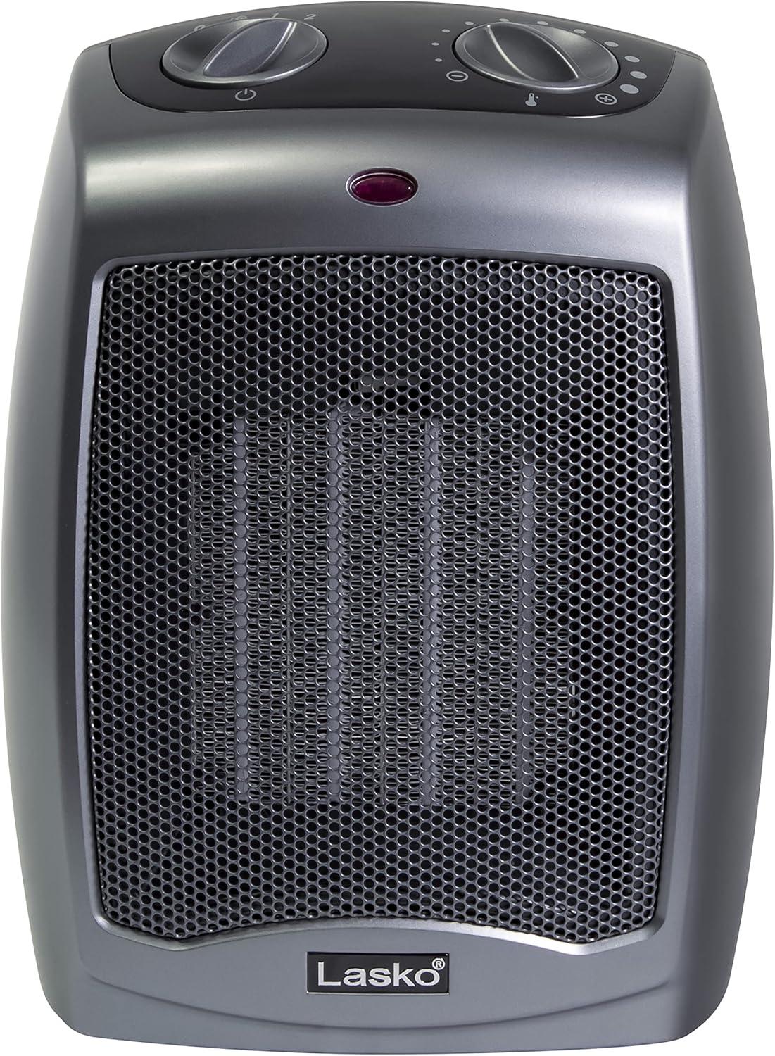 image:imageLasko Portable Indoor Electric Ceramic Space Heater with TipOver Safety Switch Overheat Protection and Thermostat 2 Speeds Safe for Home 92 Inches Dark Gray 1500W 75420192 Inches With TipOver Switch