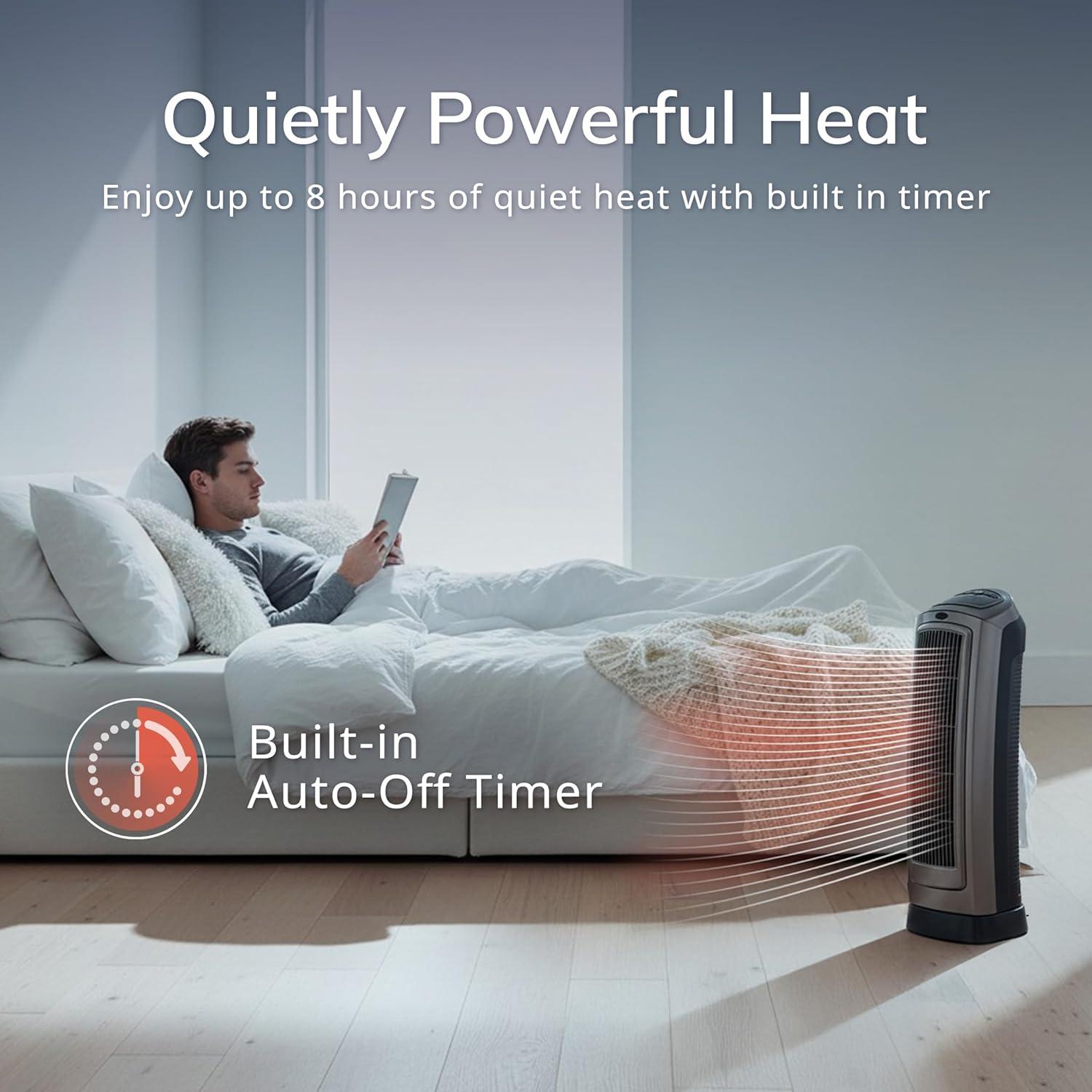image:imageLasko Portable Oscillating Indoor Electric Ceramic Tower Space Heater with TipOver Safety Switch Overheat Protection Timer and Remote Control Safe for Home 225 Inches1500W 751321 BlackSilver