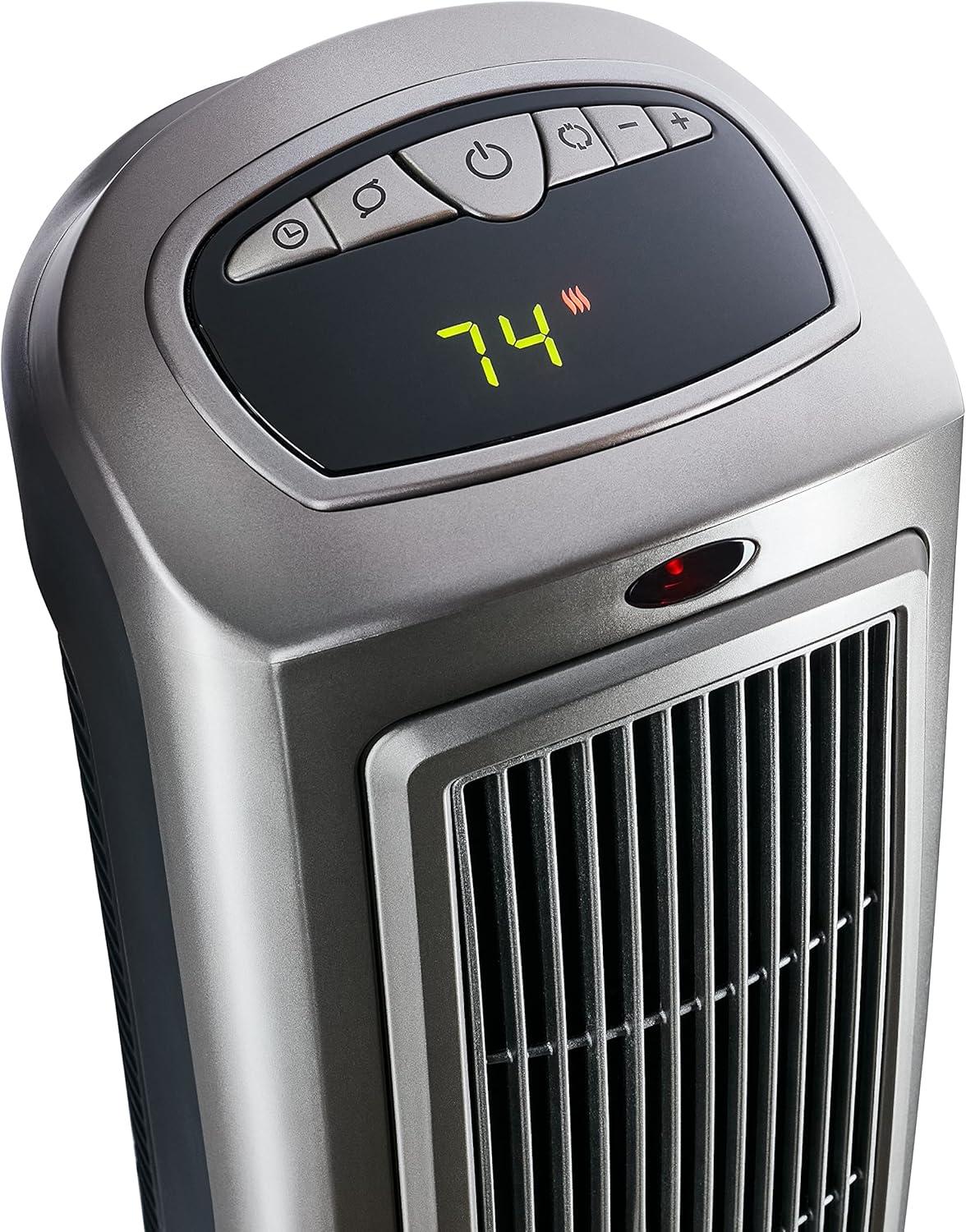 image:imageLasko Portable Oscillating Indoor Electric Ceramic Tower Space Heater with TipOver Safety Switch Overheat Protection Timer and Remote Control Safe for Home 225 Inches1500W 751321 BlackSilver