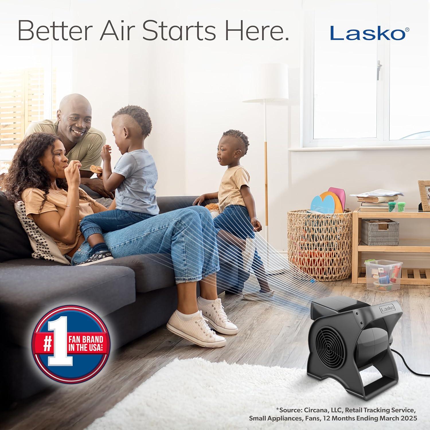 image:imageLasko Portable Utility Fan 12 289 CFM Pivoting High Velocity Air Mover Blower Fan 3 Speeds 2 Accessory Outlets 120V Black U12104Classic