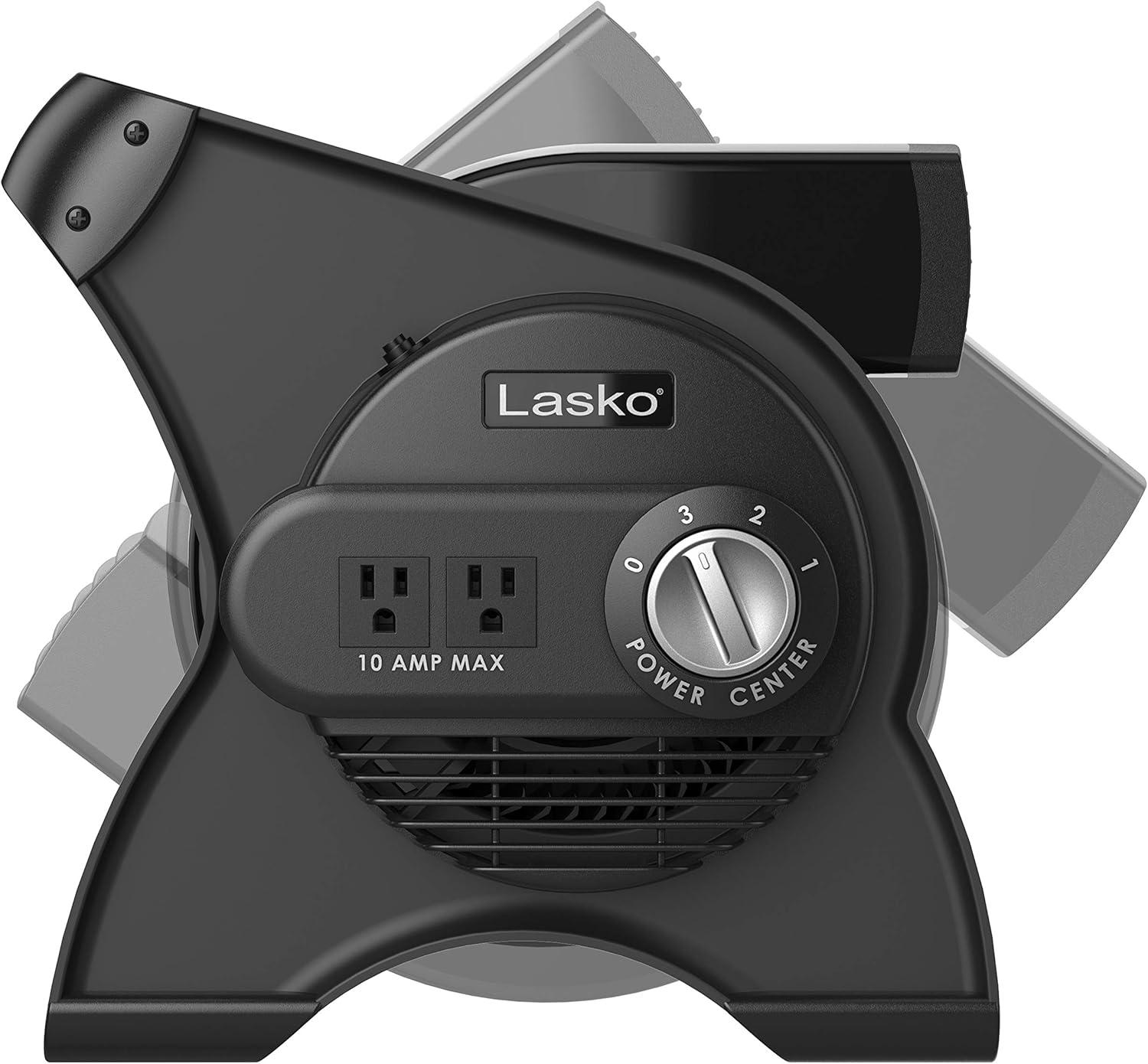 image:imageLasko Portable Utility Fan 12 289 CFM Pivoting High Velocity Air Mover Blower Fan 3 Speeds 2 Accessory Outlets 120V Black U12104Classic