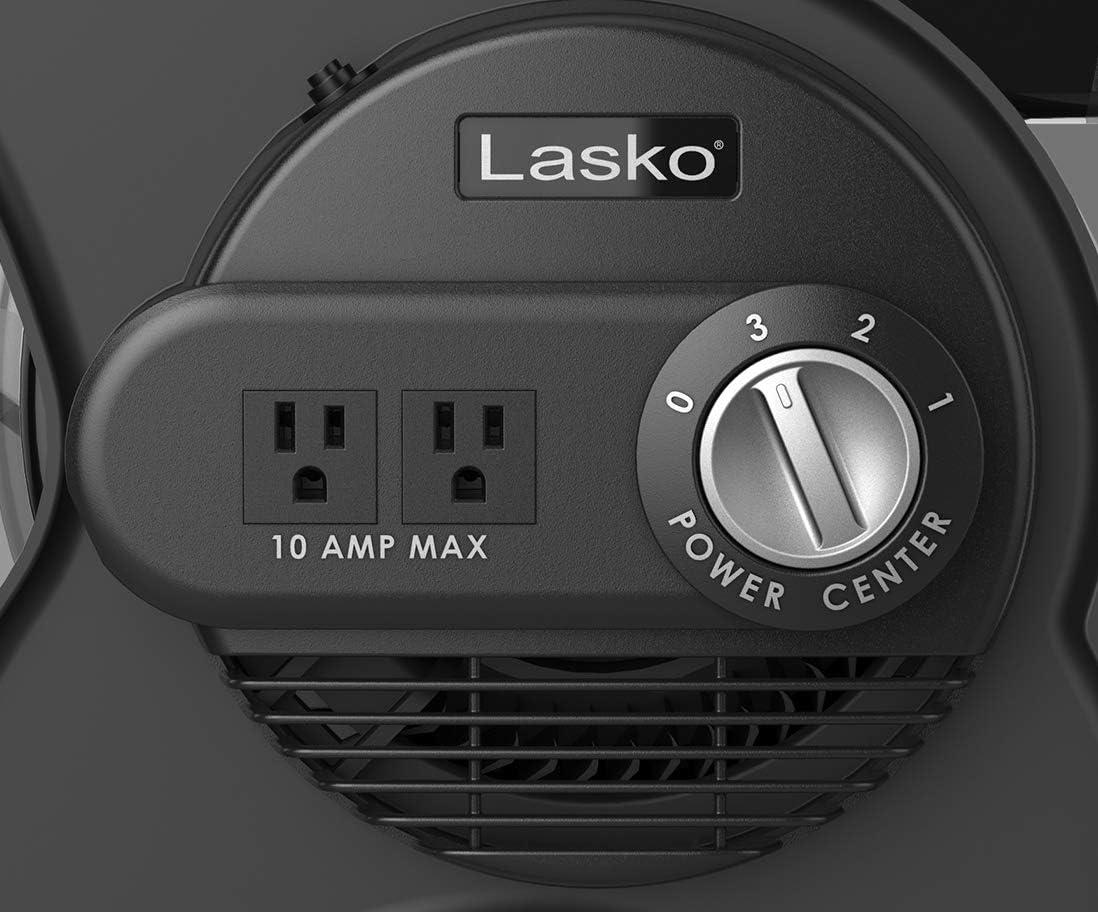 image:imageLasko Portable Utility Fan 12 289 CFM Pivoting High Velocity Air Mover Blower Fan 3 Speeds 2 Accessory Outlets 120V Black U12104Classic
