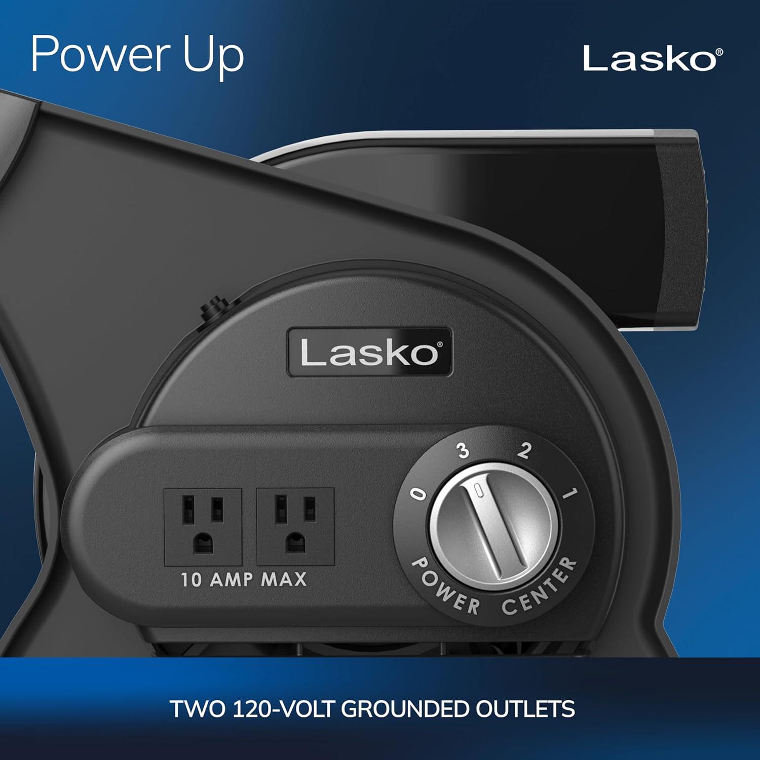 image:imageLasko Portable Utility Fan 12 289 CFM Pivoting High Velocity Air Mover Blower Fan 3 Speeds 2 Accessory Outlets 120V Black U12104Classic