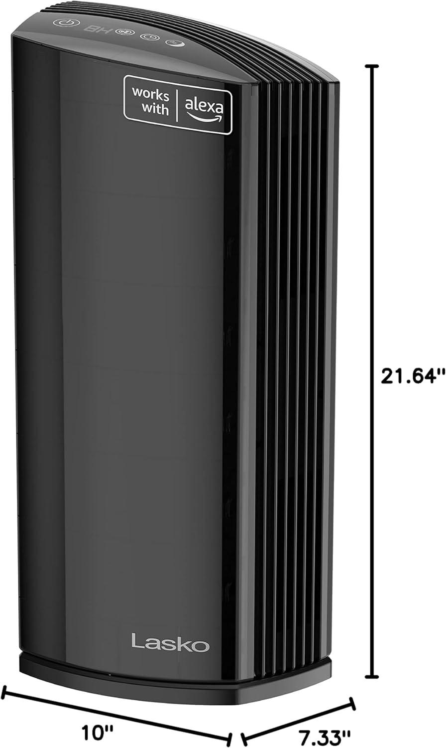 image:imageLasko Smart Air Purifier with True HEPA Filter Works with Alexa Removes 9997 of Smoke Odors Pet Dander Virus Sized Particles Pollen Dust and Mold LP450S Black A Certified for Humans Device Large