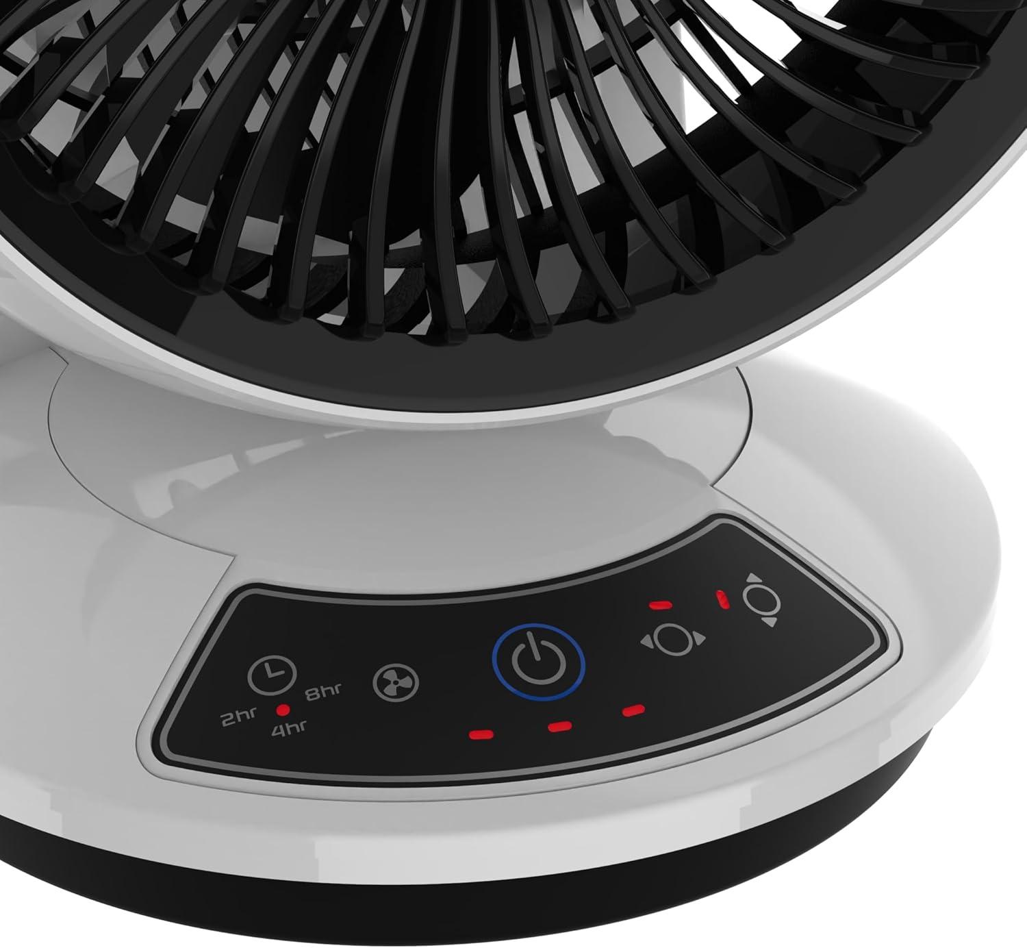 image:imageLasko Whirlwind Orbital Motion Air Circulator Table Fan 3 Speeds Timer Dark Mode Remote Control for Small and Medium Sized Rooms White A12557