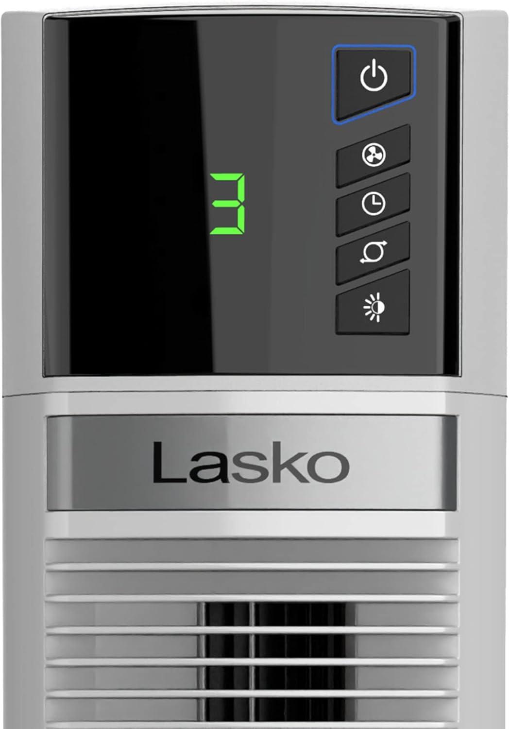 image:imageLasko Works with Alexa Oscillating Tower Fan Voice Controlled 4 Quiet Speeds Sleep Mode Timer Bedroom Living Room 48 White T48401with Alexa