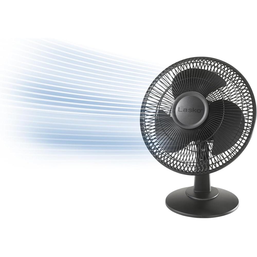 image:imageLasko 12 Oscillating Table Fan for Home Offices Bedrooms Living Rooms 3Speeds Widespread Oscillation TiltBack Fan Head Portable Black 20172017