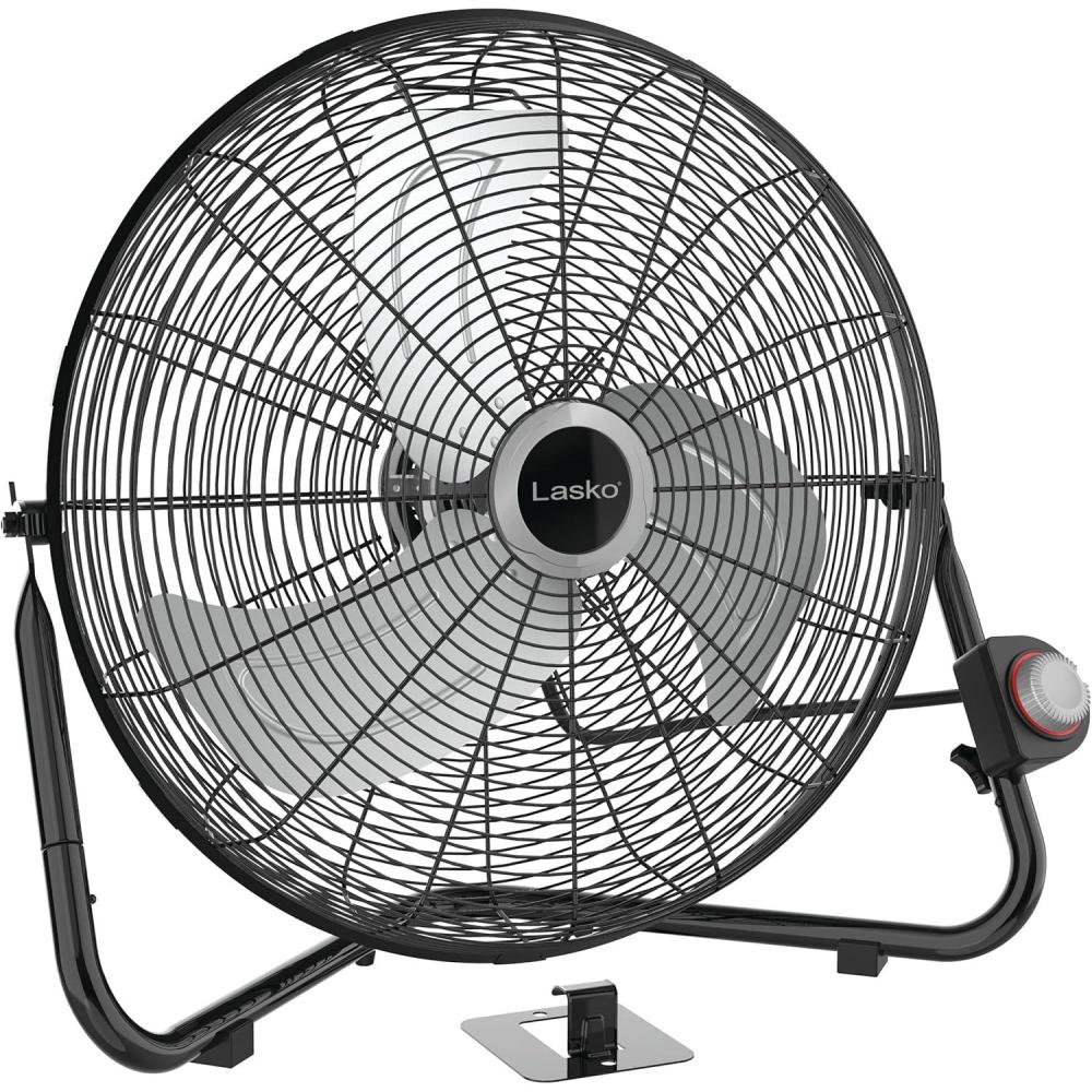 image:imageLasko 20 Silver High Velocity Wall Mount Fan with Pivoting Head 3 Speeds Ideal Wall Mount Fan or Floor Fan for Home Garage Attic 2265QMBlack Silver