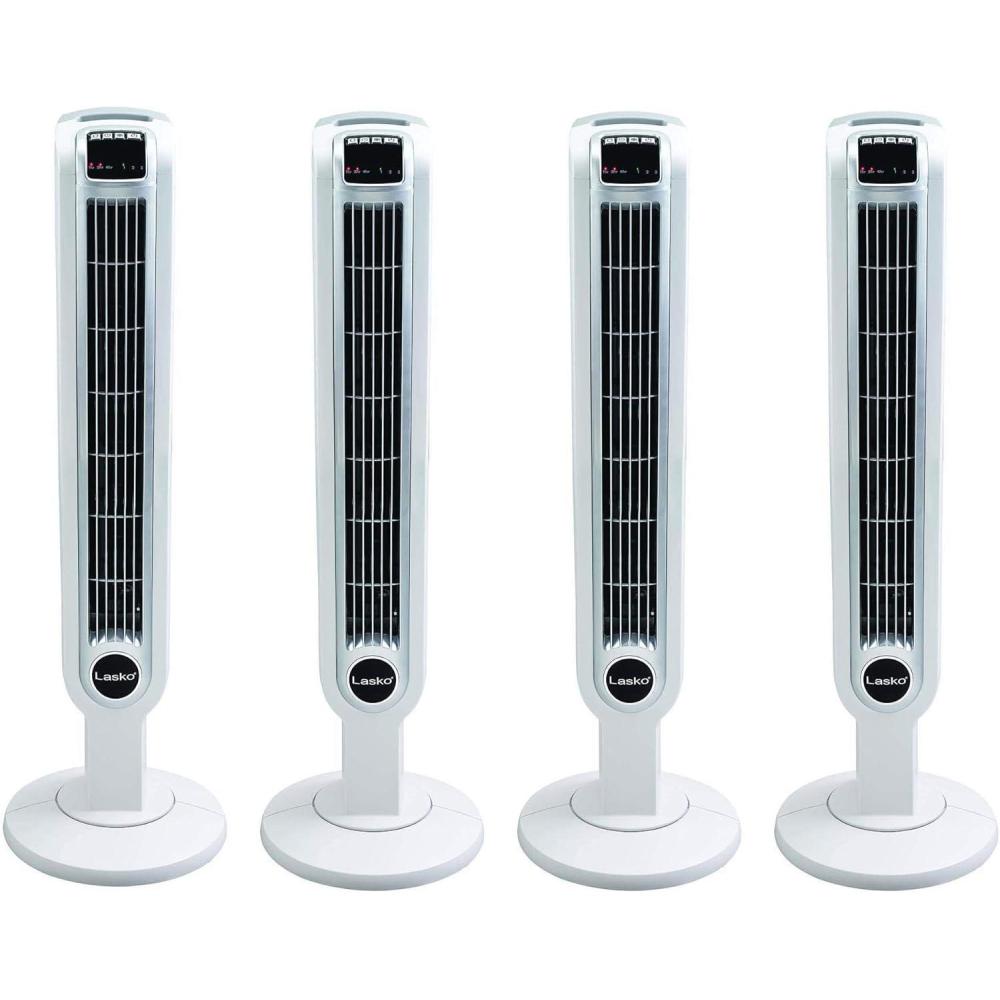 image:imageLasko 36 3 Speed Programmable Oscillation Tower Fan wRemote White 4 Pack