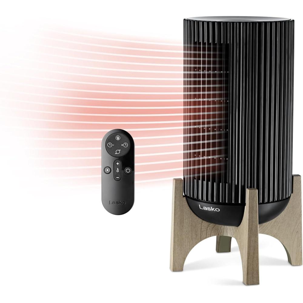 image:imageLasko Artisan Series Oscillating Ceramic Space Heater for Home Living Room Bedroom Thermostat Timer 2 Heat Settings Remote Control Electric Heaters for Indoor Use 155 Black 1500W CX16550