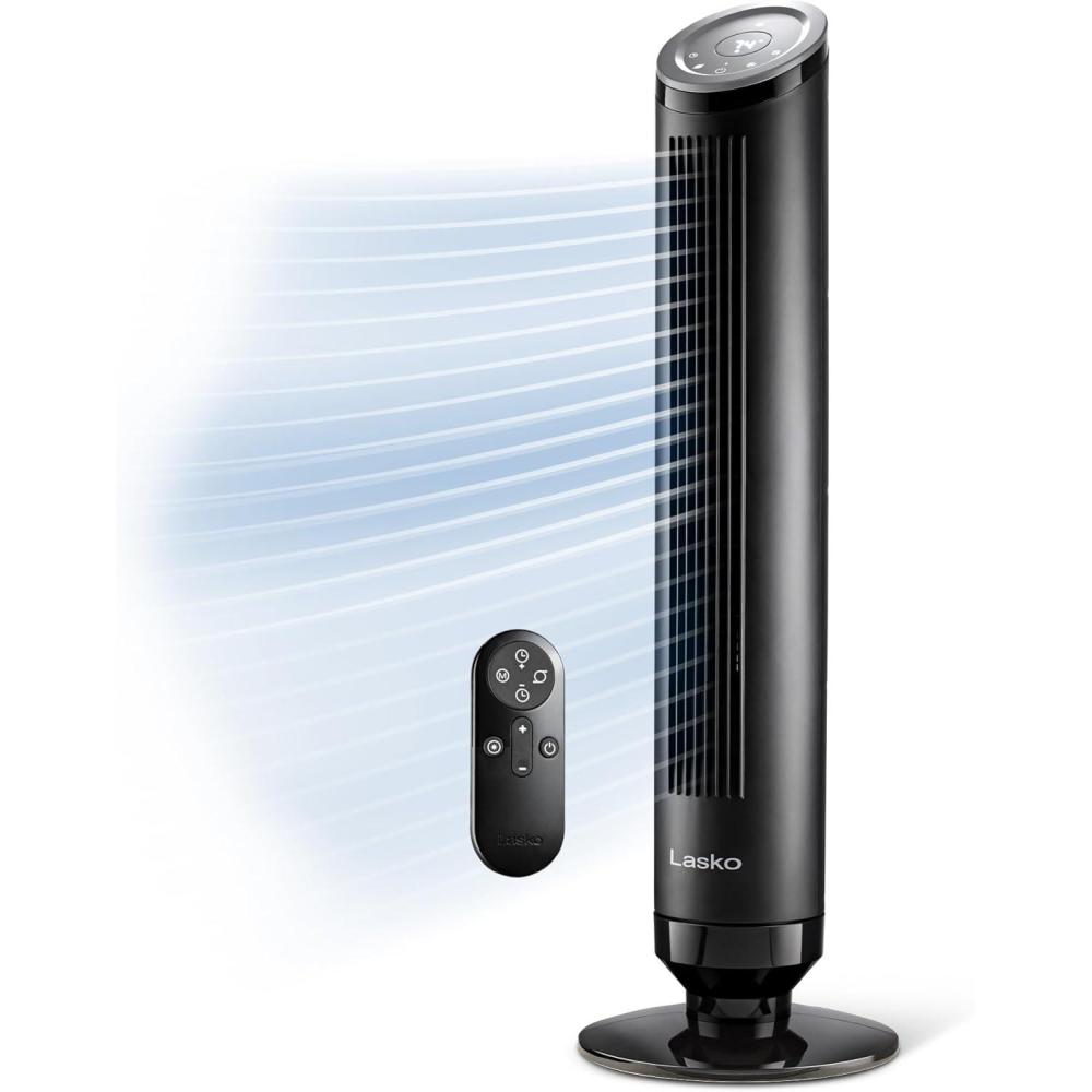 image:imageLasko Ascend Tower Fan with Remote 36 Floor Fans for Home Bedroom 29 fts Airflow 90 Oscillation Air Filter Black OST100