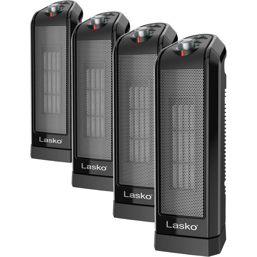 image:imageLasko CT14650 Small Portable 1500W Oscillating Electric Ceramic Space Heater with Manual Thermostat and Overheat Safety Protection for Indoor Home Use157 inches Pack of 4