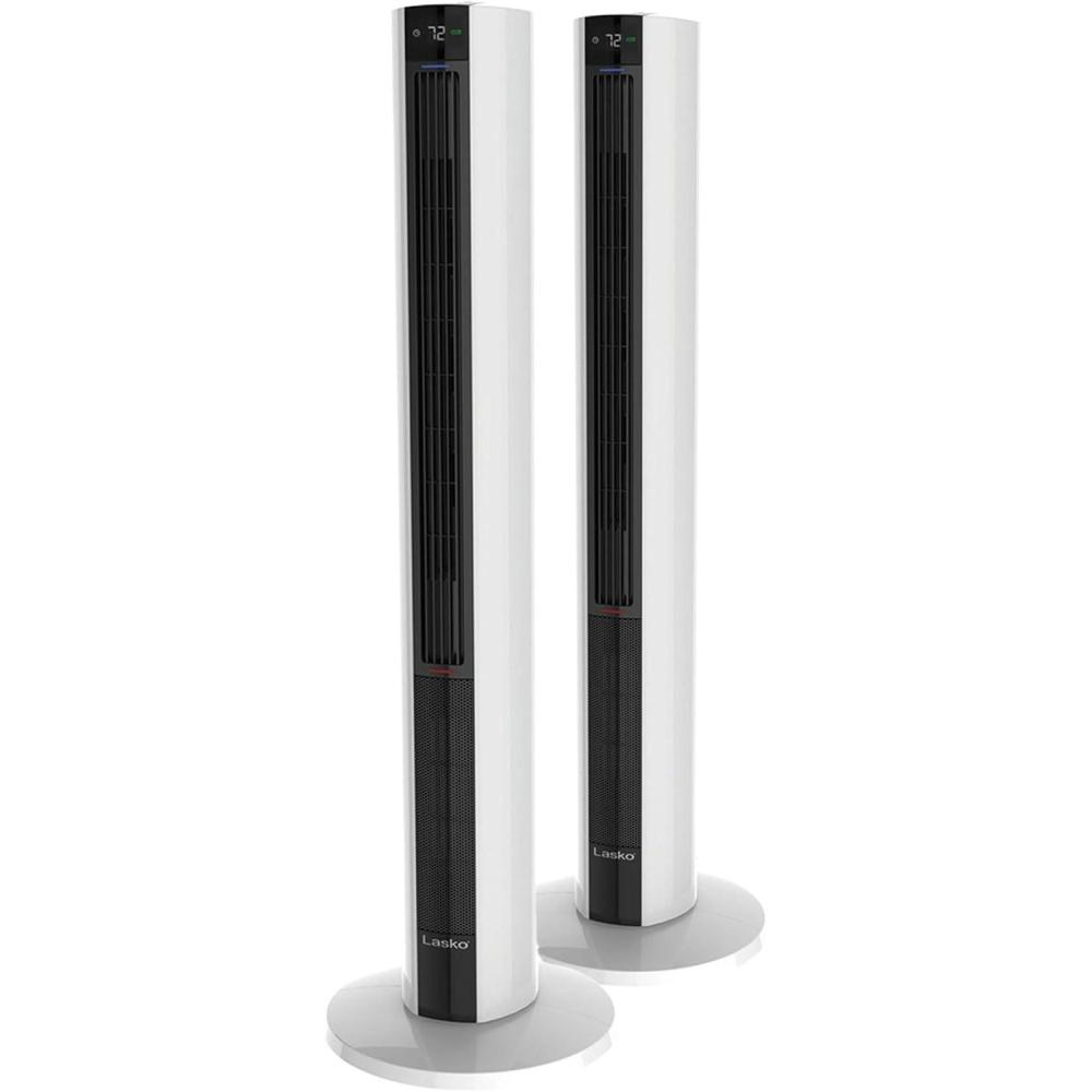 image:imageLasko LKOFH500 4Speed Quiet Bladeless Multi Function Remote Control All Season Control Tower Fan amp Space Heater w 3 Heat Settings White 2 Pack