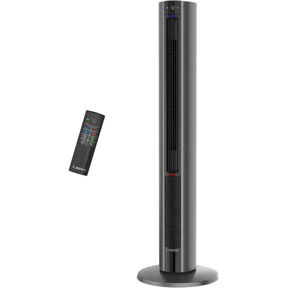 image:imageLasko Oscillating All Season Tower Fan and Space Heater in One for Home with Adjustable Thermostat Overheat Protection 4 Fan Speeds 3 Heat Settings and Remote 42 Inches 1500W White FH500Gray