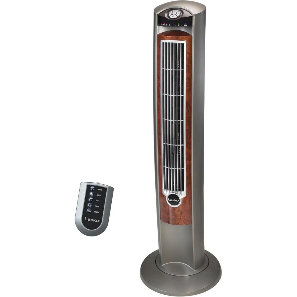 image:imageLasko Oscillating Tower Fan Remote Control Ionizer 3 Speeds Timer for Bedroom Office Kitchen 42 Black T42950Silverwood 2554
