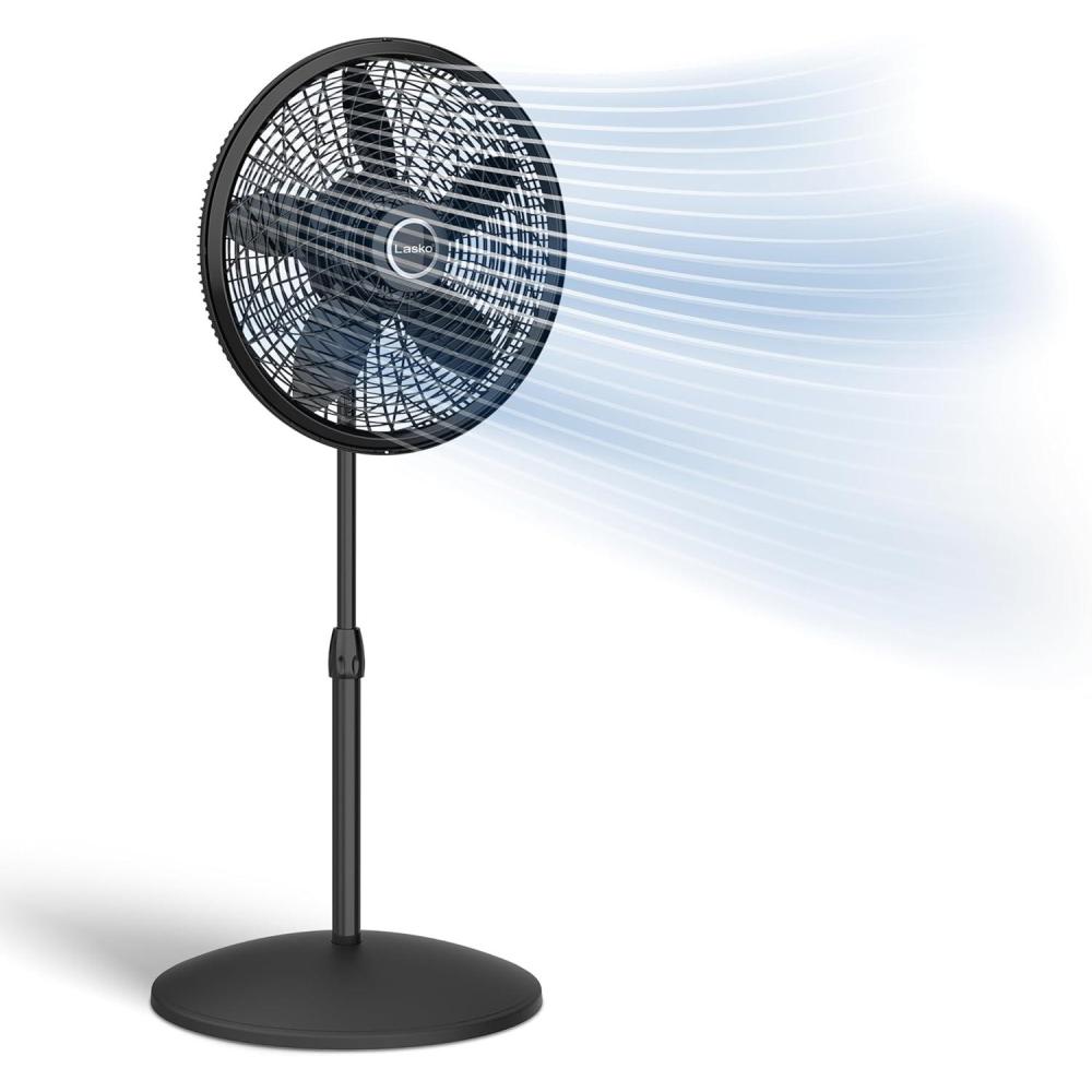 image:imageLasko Pedestal Fan Oscillating Fan for Bedroom with Adjustable Height and 3 Cooling Speeds Portable 18 Black 1827