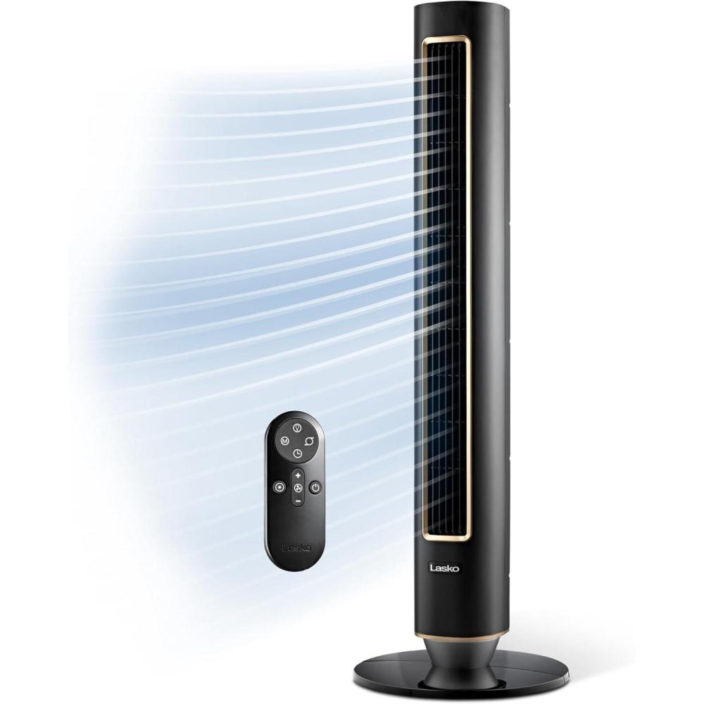 image:imageLasko Pinnacle 40 Tower Fans for Home 32 fts Airflow Quiet 24dB 90 Oscillation Standing Fan for Bedroom with 24 Hour Timer DC Motor Air Filter for Hair amp Dust Night Light Remote DST100